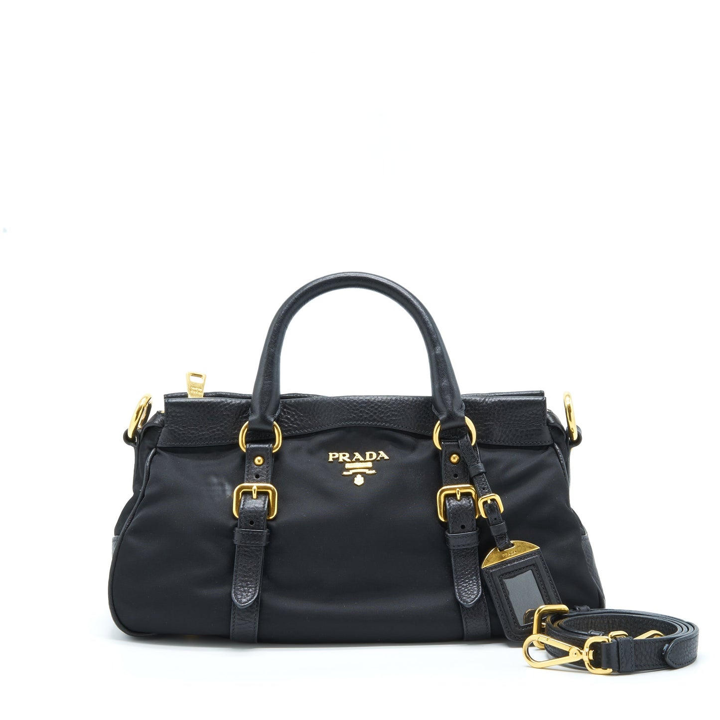 Prada Tessuto Handle Purse And Handbag Leather Nylon Travel Bag