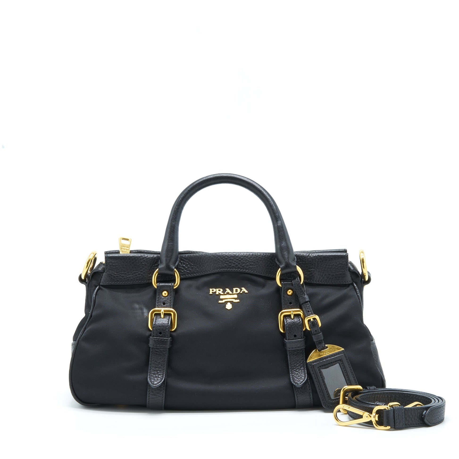 Prada Tessuto Handle Purse And Handbag Leather Nylon Travel Bag