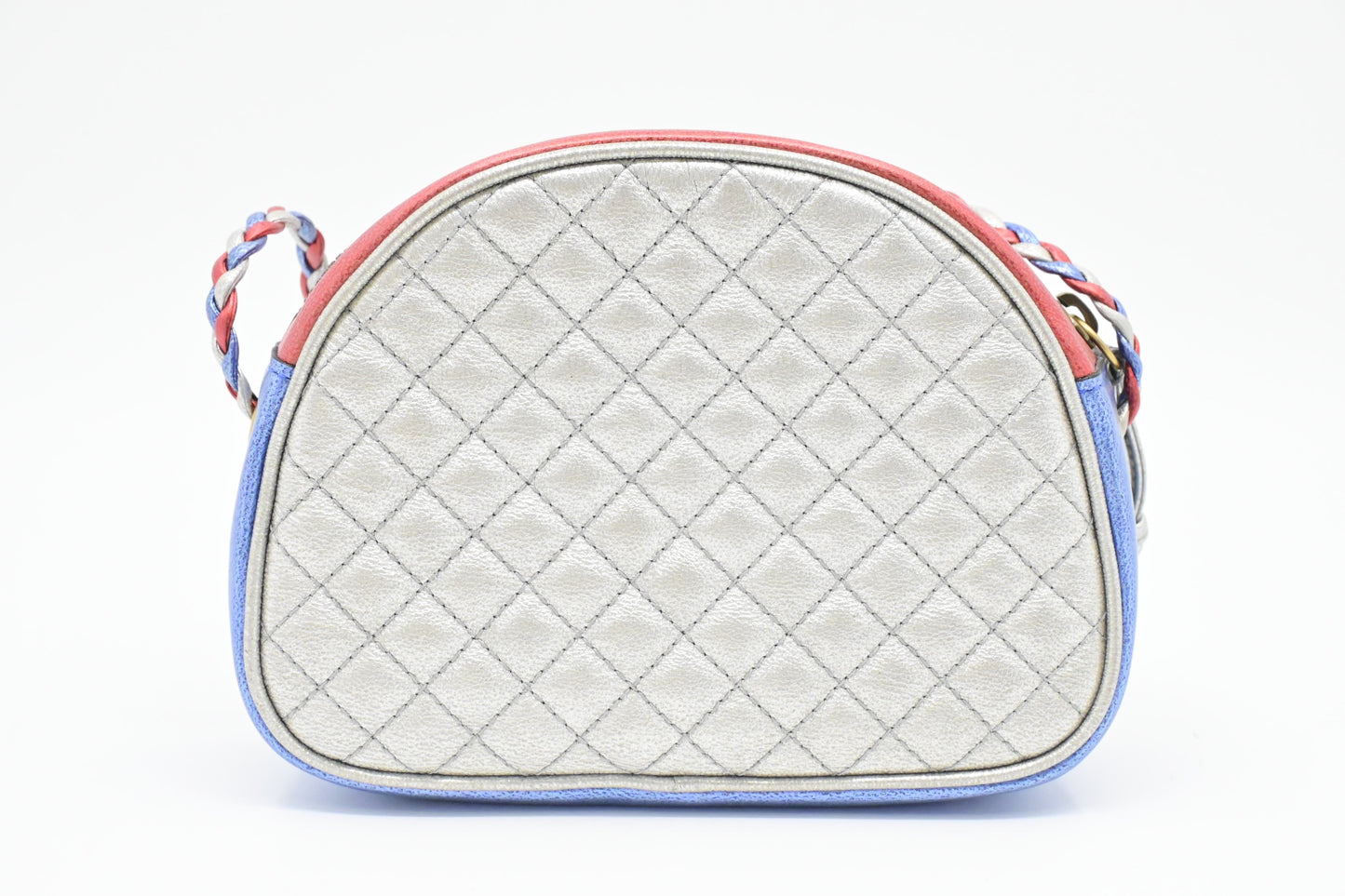 Gucci Trapuntata Leather Blue Red Silver Handbag