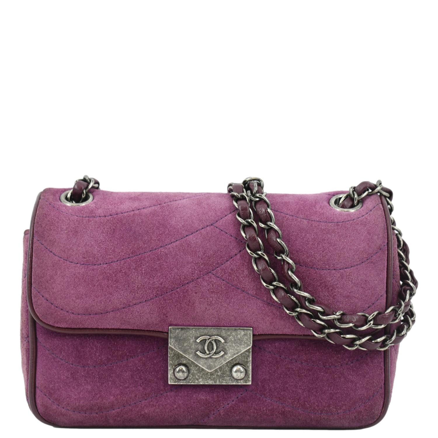 Chanel Pagoda Flap Suede Purple Leather Travel Bag