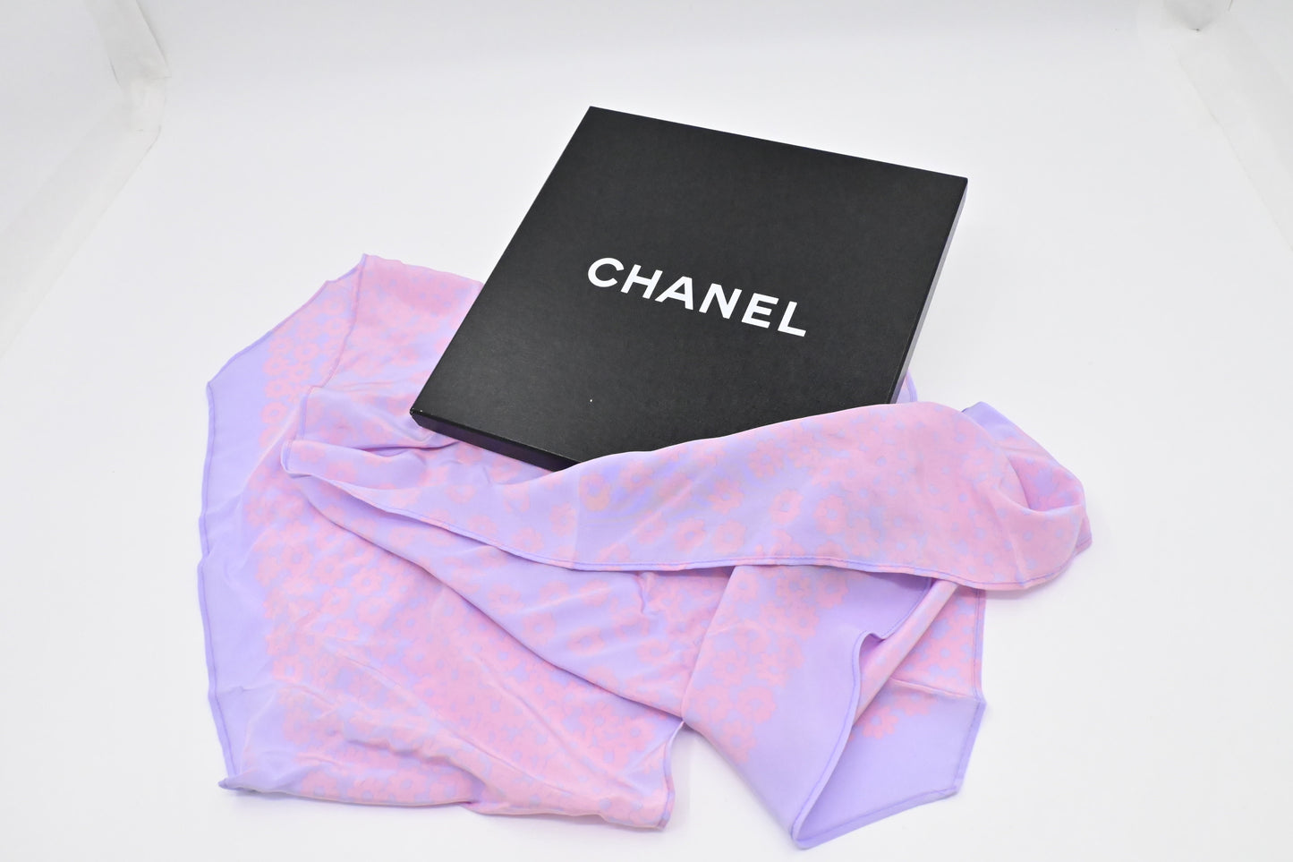 Chanel Scarf Purple Silk Pink Pink Silk
