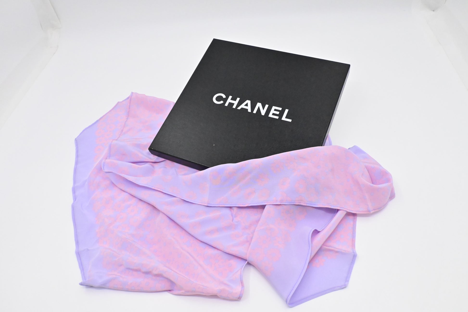 Chanel Scarf Purple Silk Pink Pink Silk