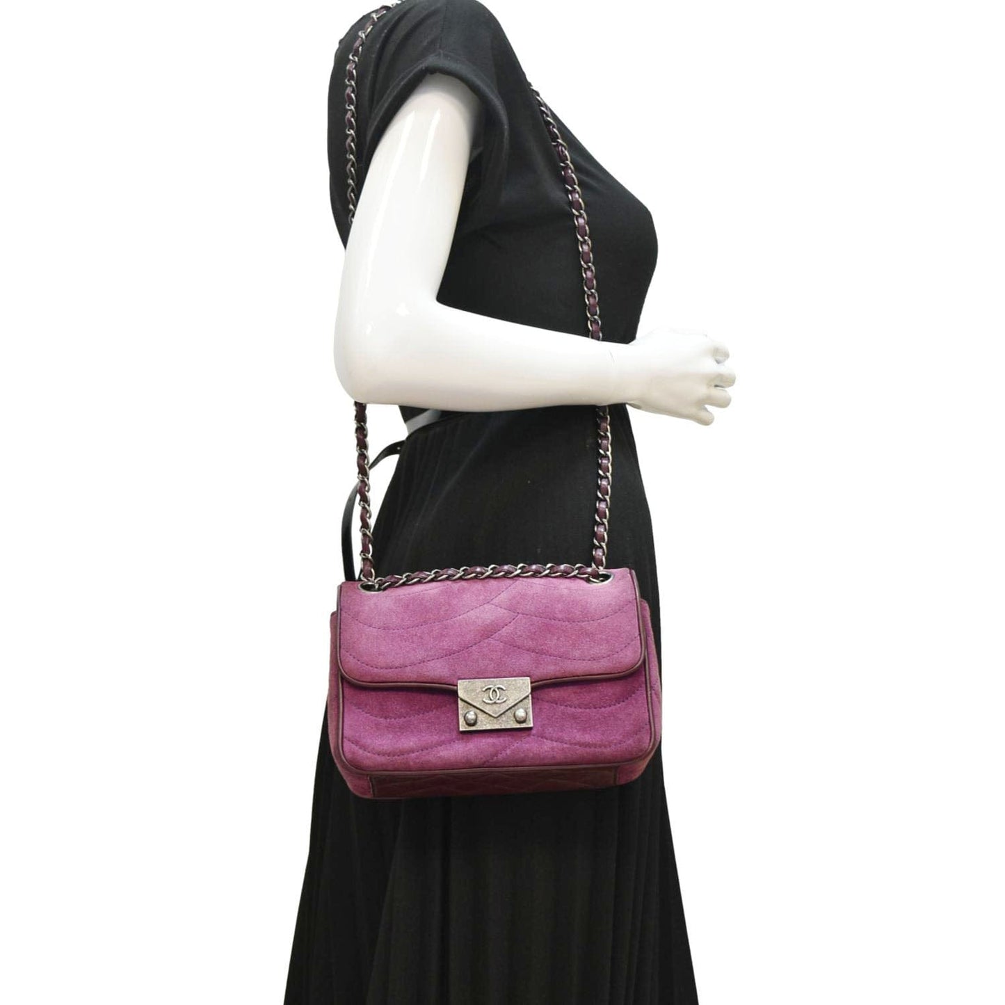 Chanel Pagoda Flap Suede Purple Leather Travel Bag