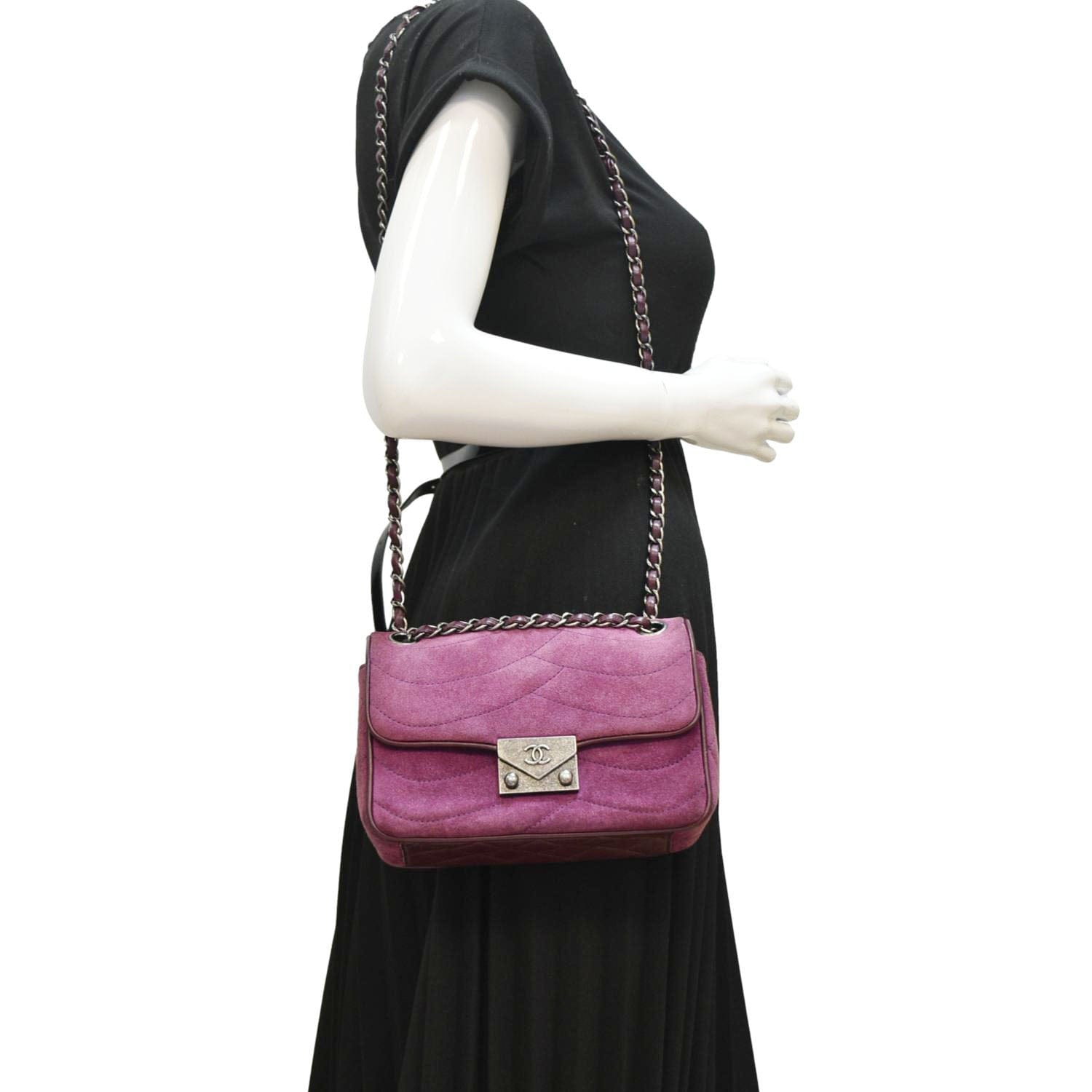 Chanel Pagoda Flap Suede Leather Shoulder Bag Purple