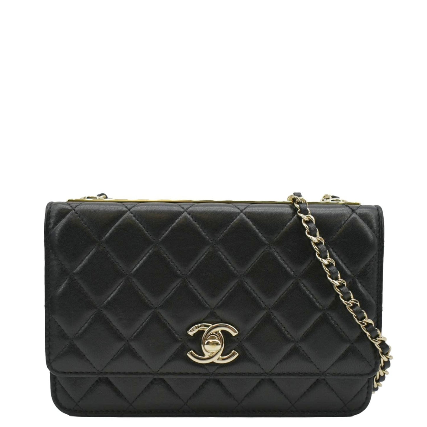 Chanel Trendy CC Woc Leather Lambskin Black Travel Bag Cc Woc