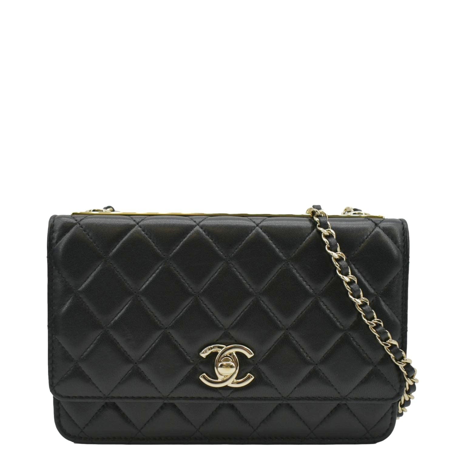 Chanel Trendy CC Woc Leather Lambskin Black Travel Bag Cc Woc