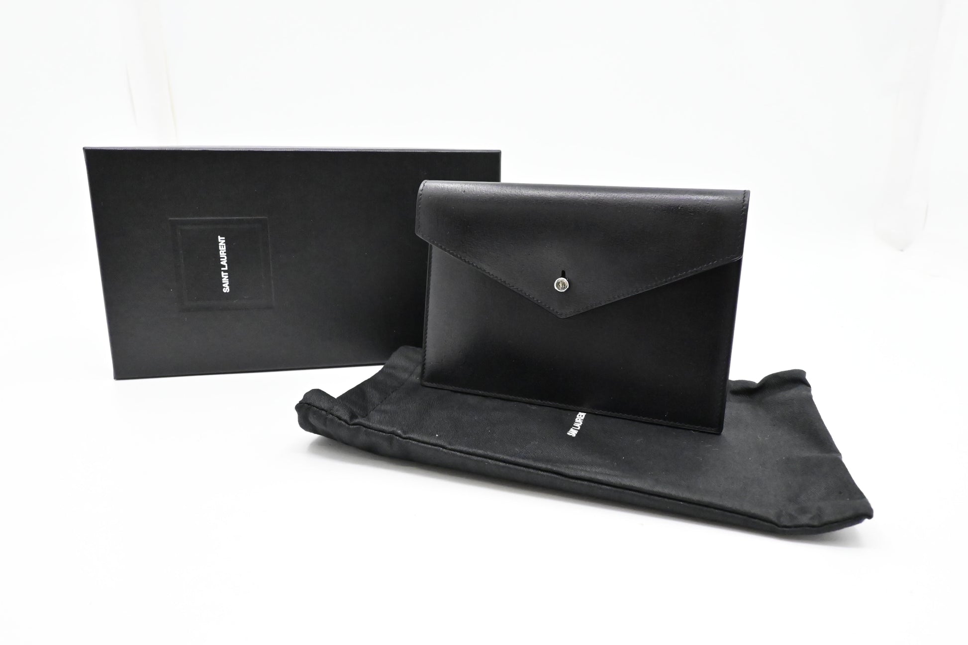 YSL Saint Laurent Envelope In Travel Bag Leather Black