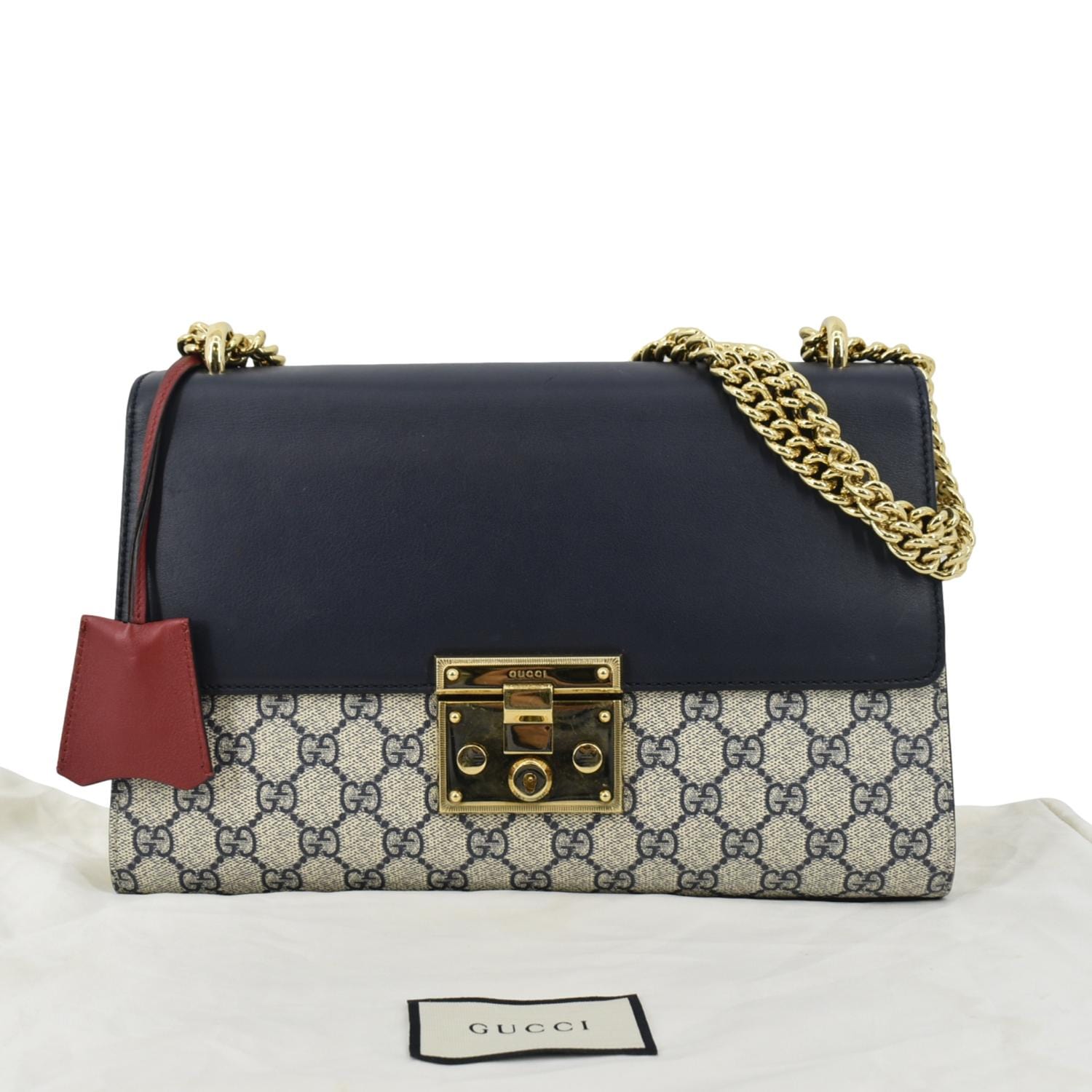 Gucci Padlock Supreme Shoulder Bag Navy Canvas Blue