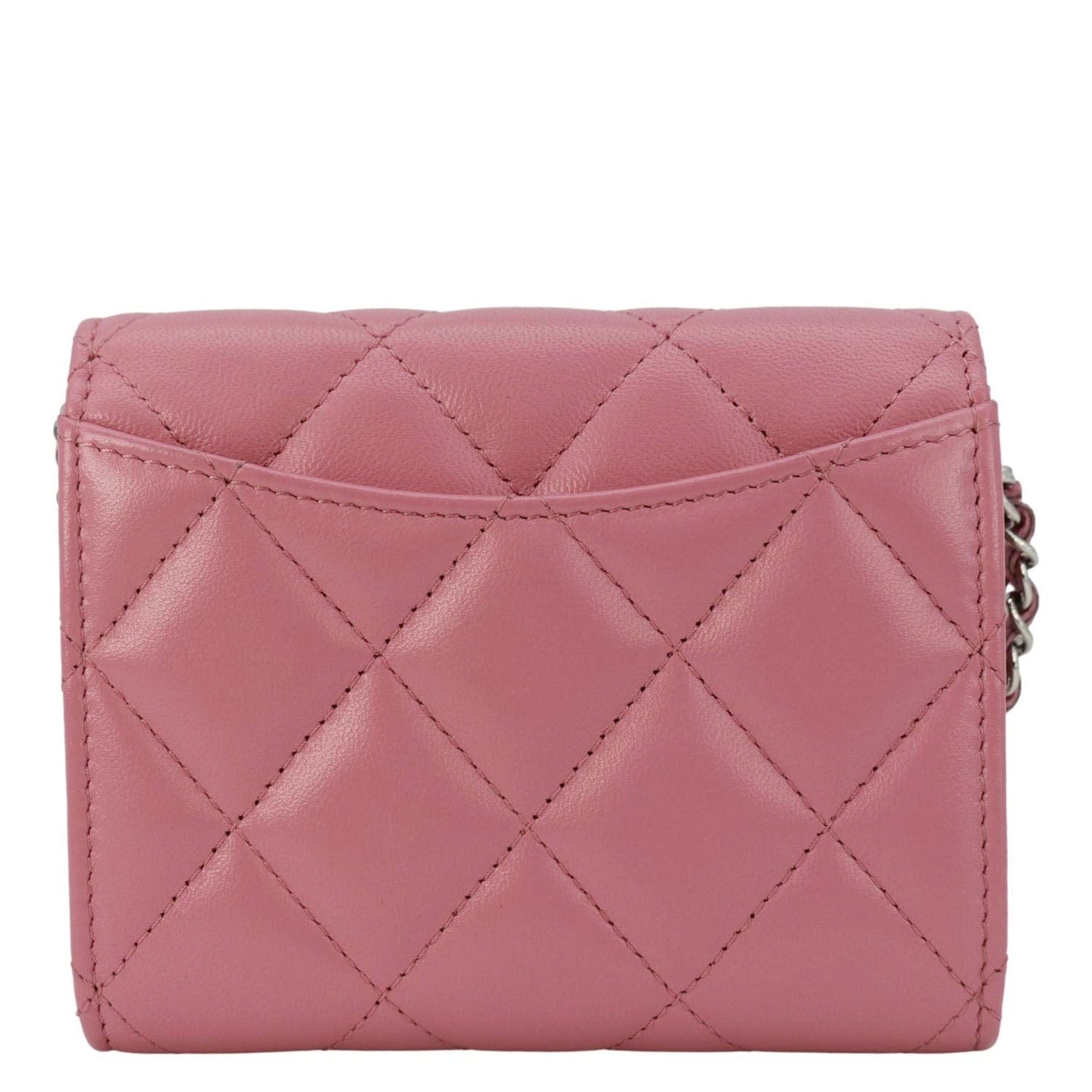 Chanel Classic Flap Quilted Card Holder Leather Lambskin Pink Wallet Case