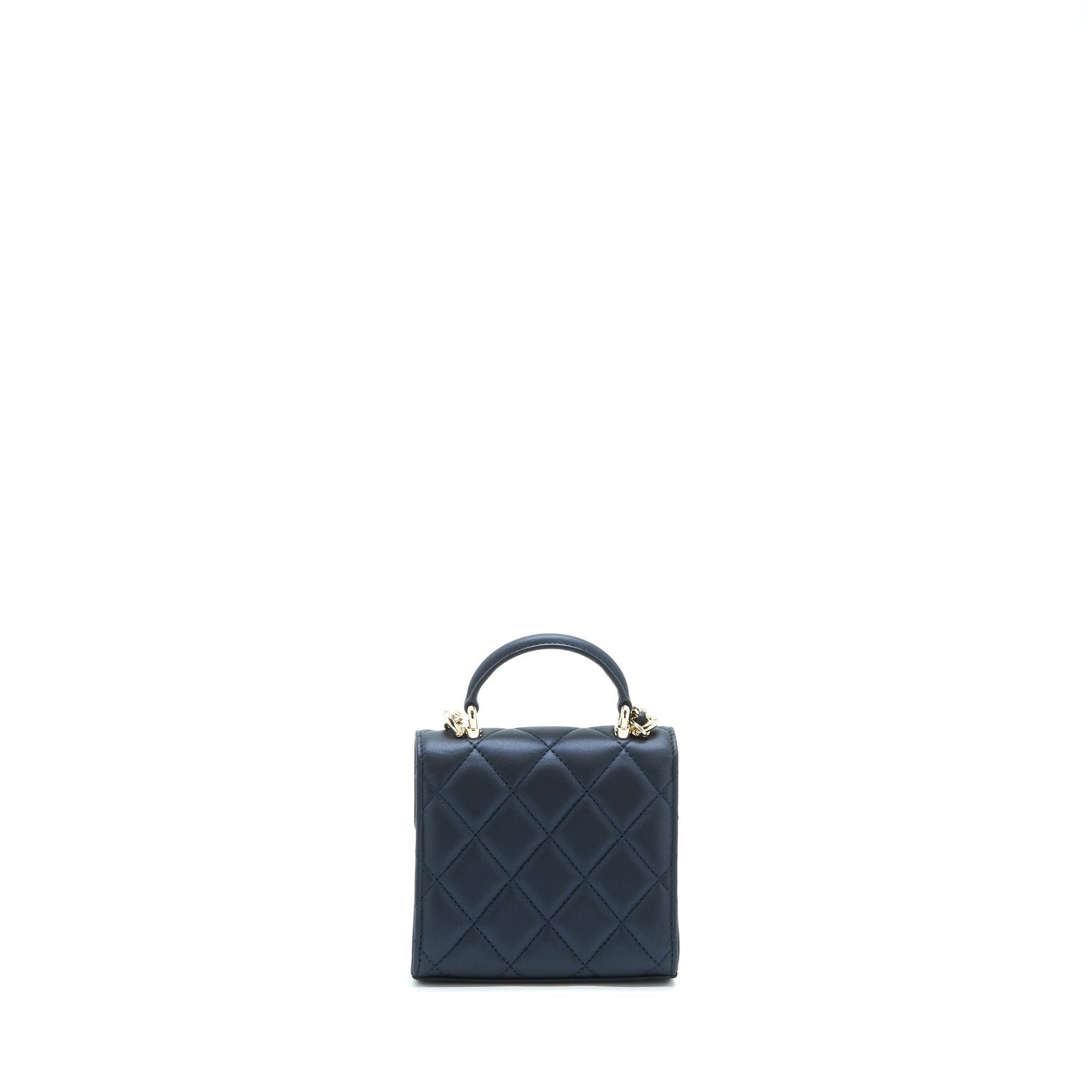 Chanel 22S Top Handle Flap Lambskin Navy Shoulder Bag