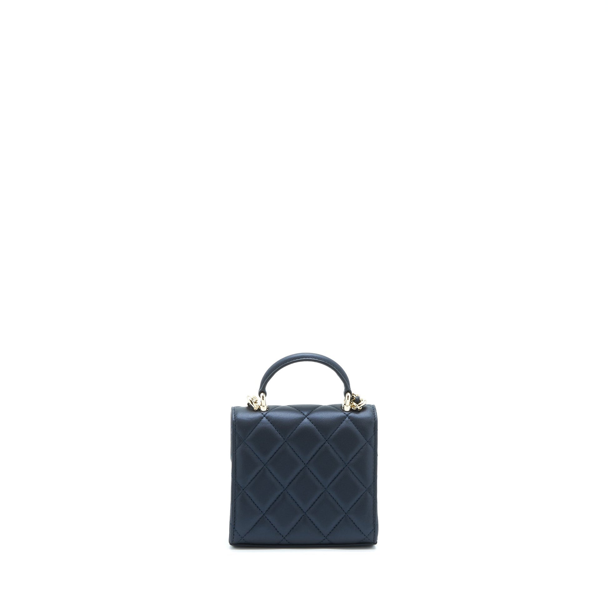 Chanel 22S Top Handle Flap Lambskin Navy Shoulder Bag