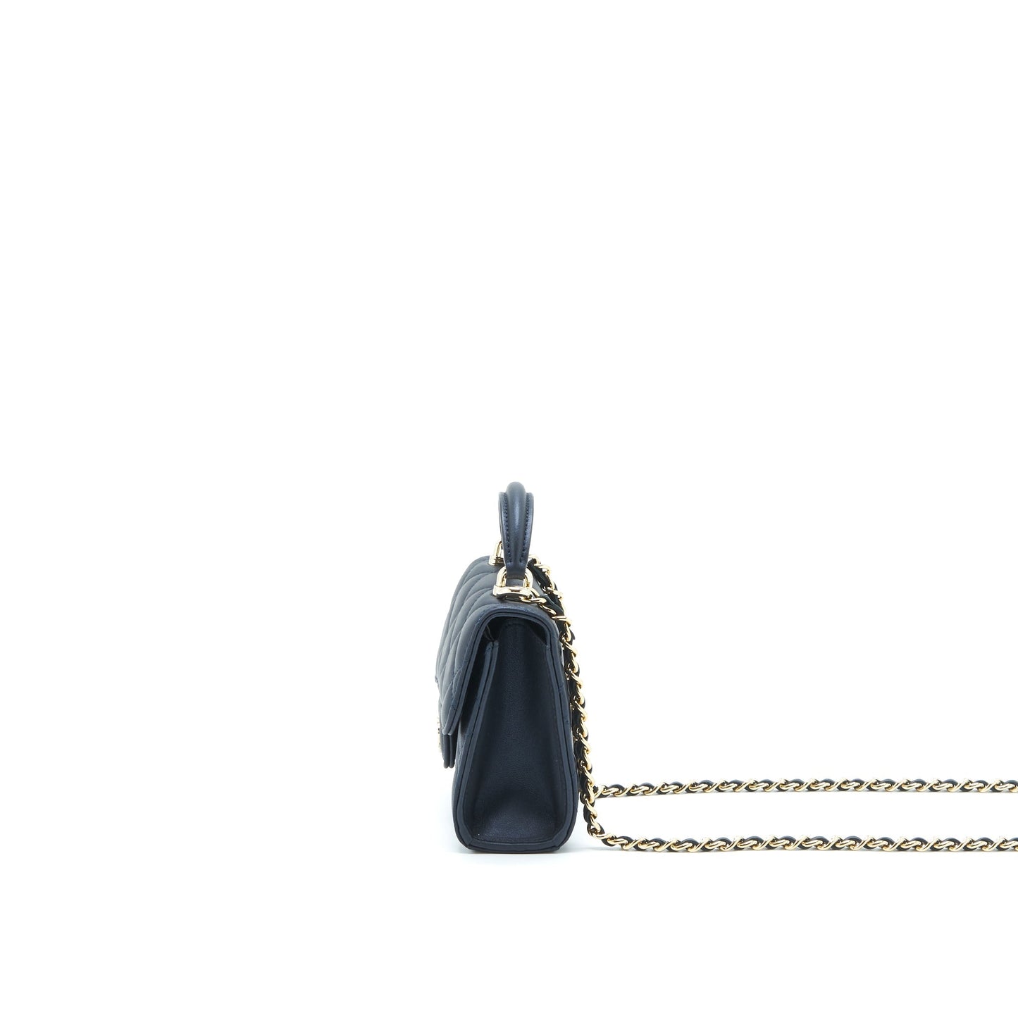 Chanel 22S Top Handle Flap Lambskin Navy Shoulder Bag