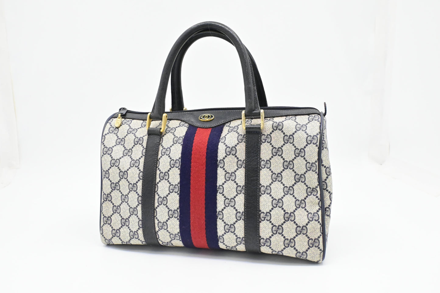 Gucci Boston GG Supreme Canvas Navy Handbag