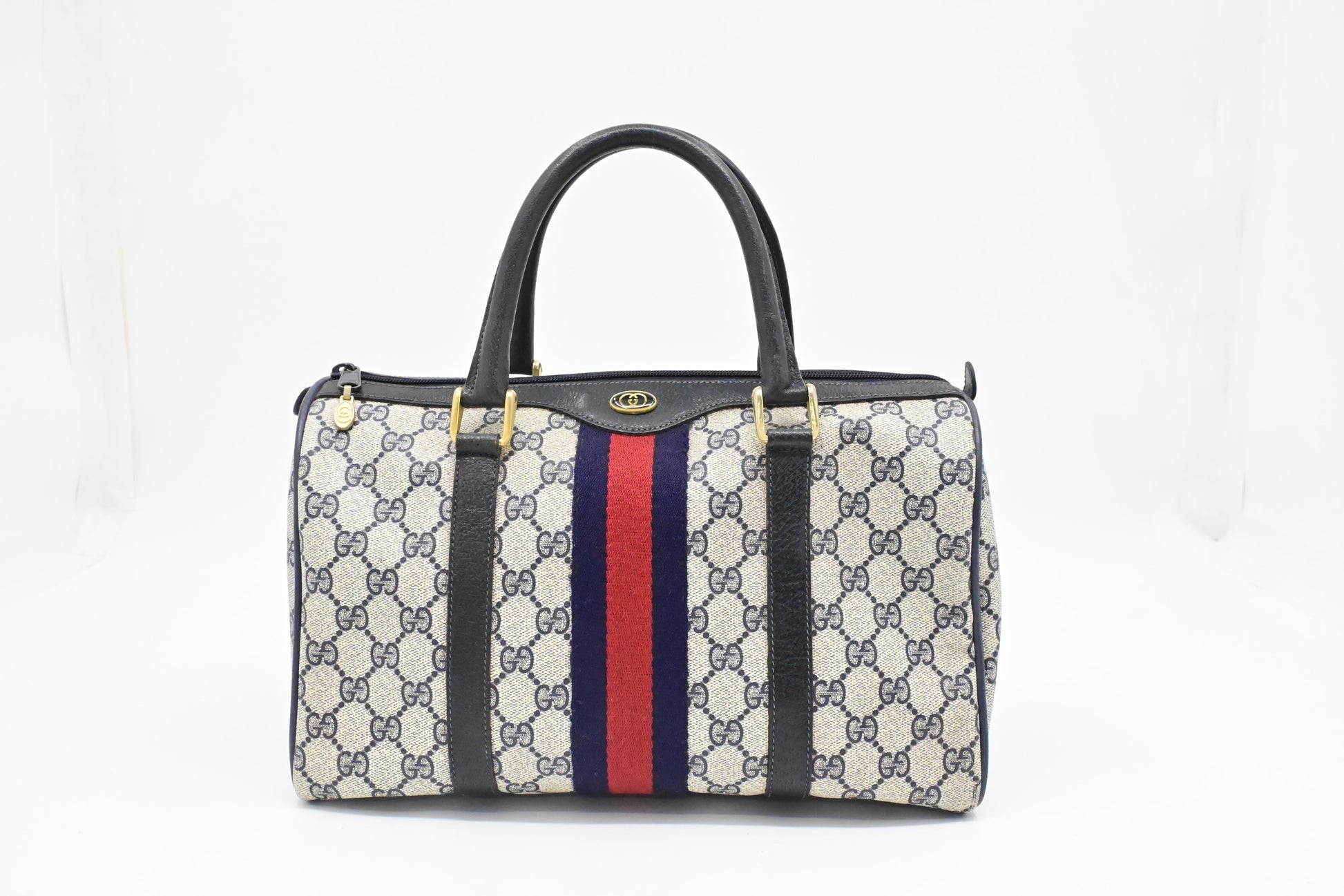 Gucci Boston GG Supreme Canvas Navy Handbag