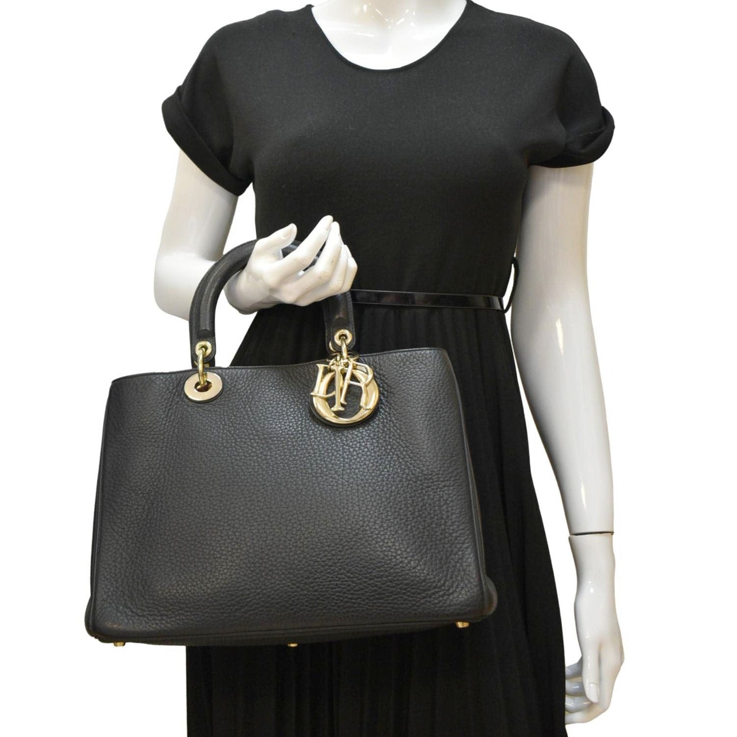 Dior issimo Tote Shoulder Bag Leather Black