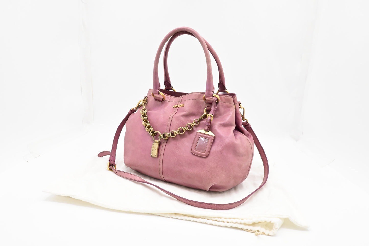 Prada Way Bag In Leather Pink Travel Bag