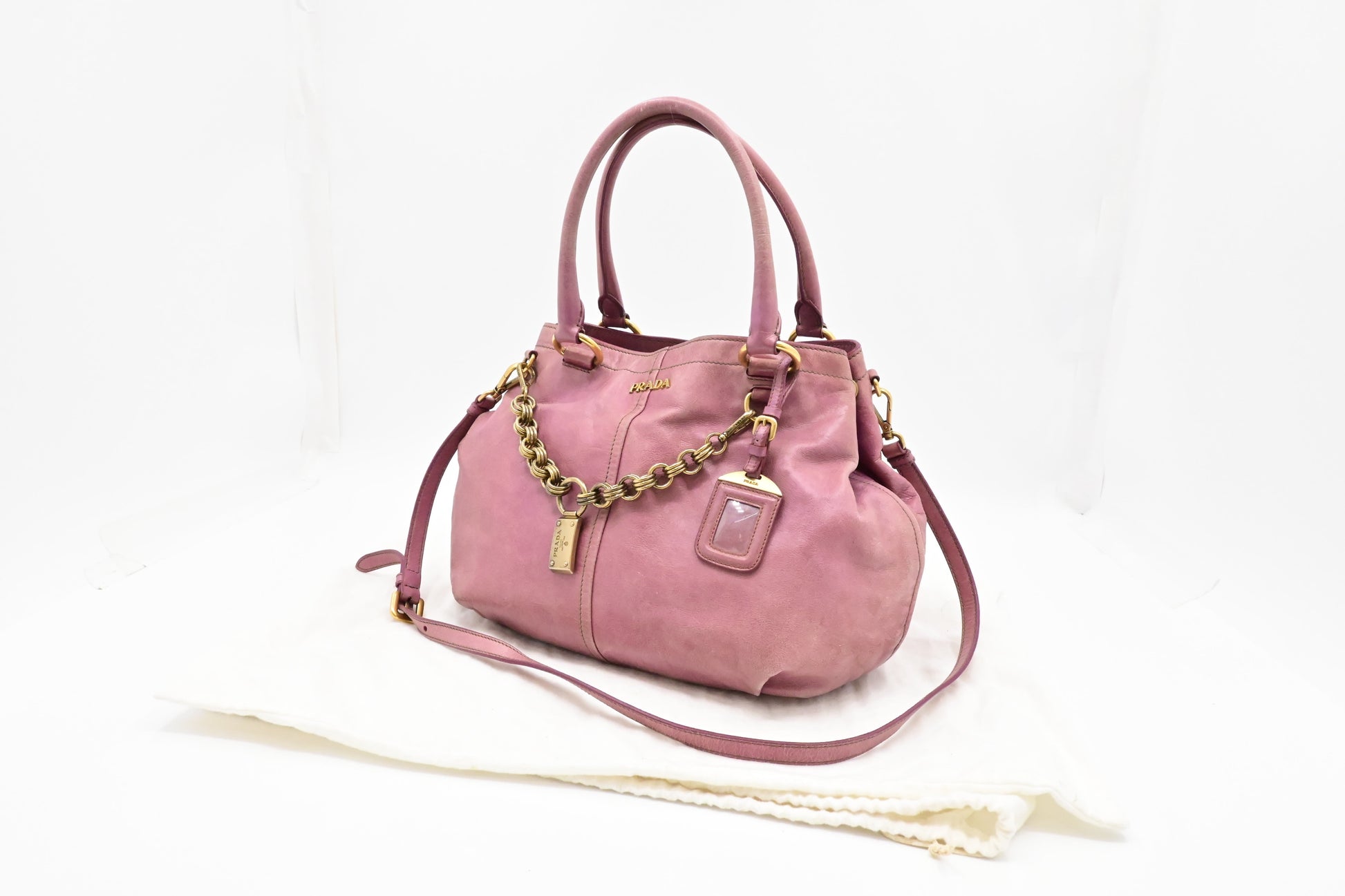Prada Way Bag In Leather Pink Travel Bag