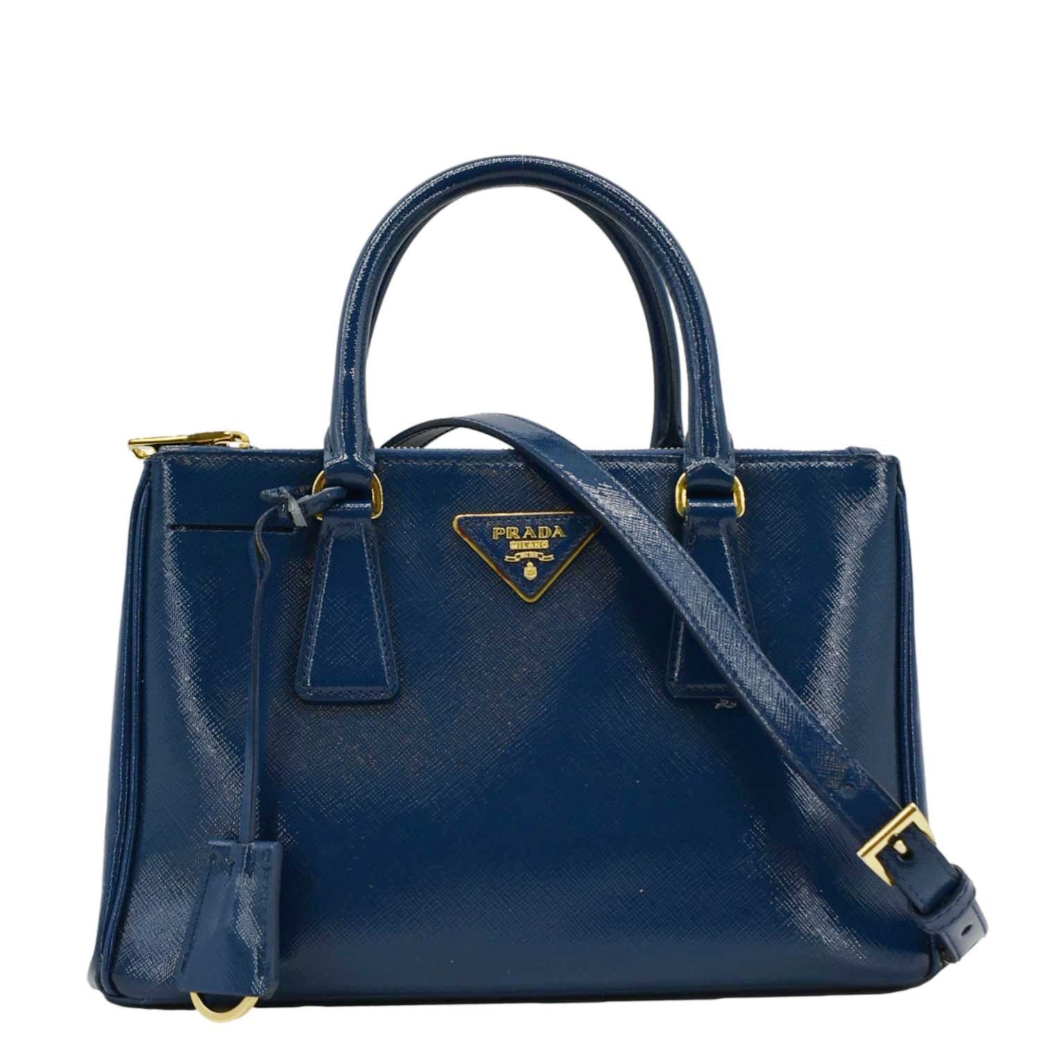 Galleria Double Zip Saffiano Tote Bag Leather Blue