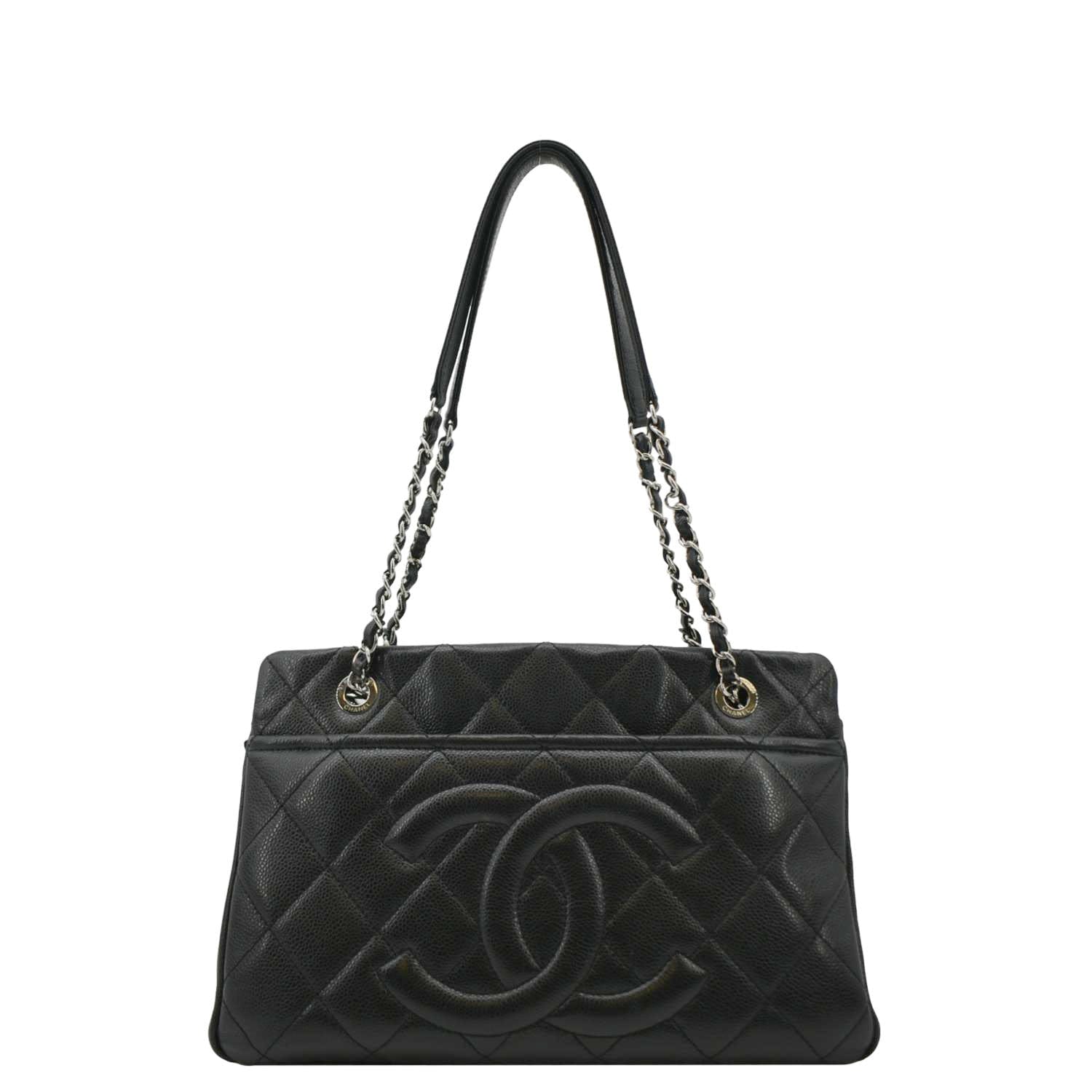 Chanel Timeless CC Soft Quilted Caviar Leather Black Travel Bag Cc Tote