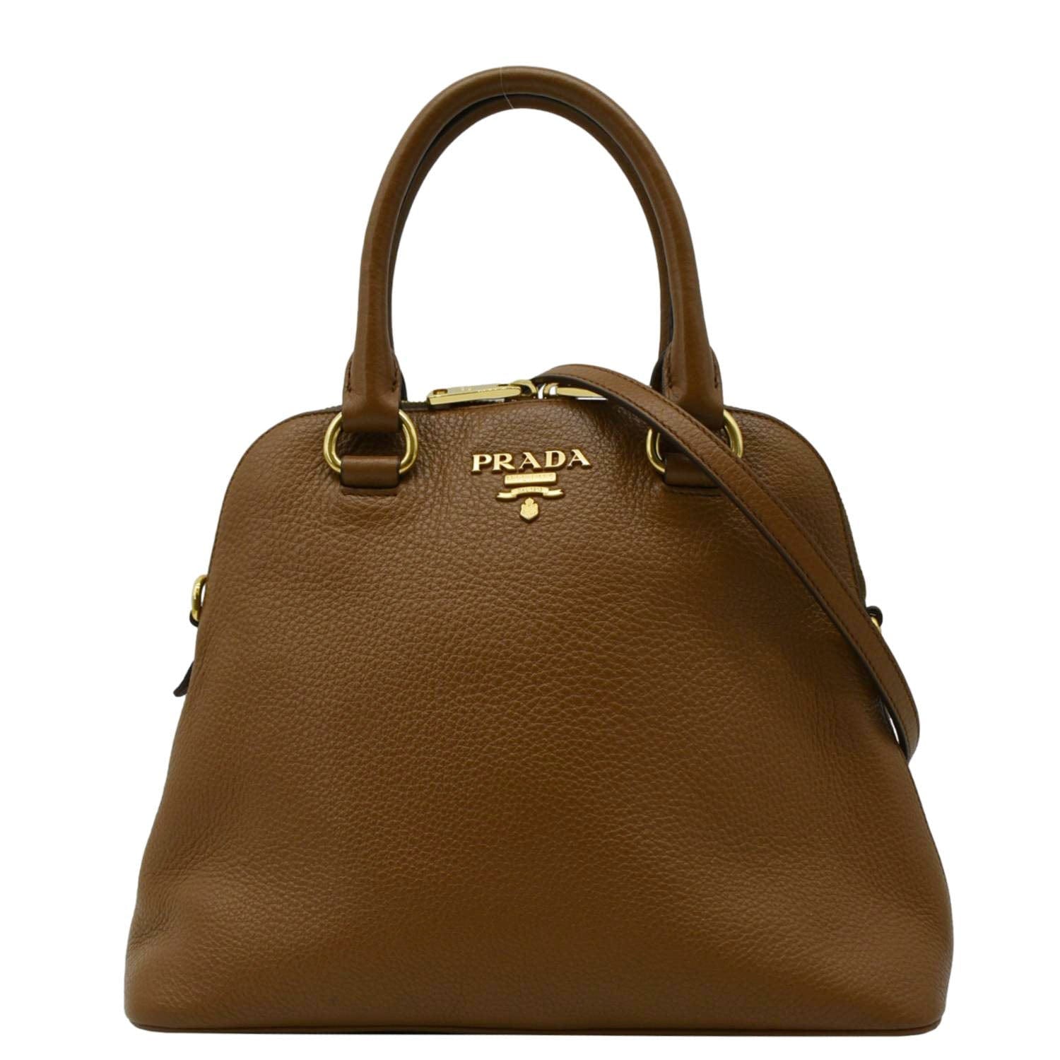 Prada Daino Tote Bag Leather Vitello Brown