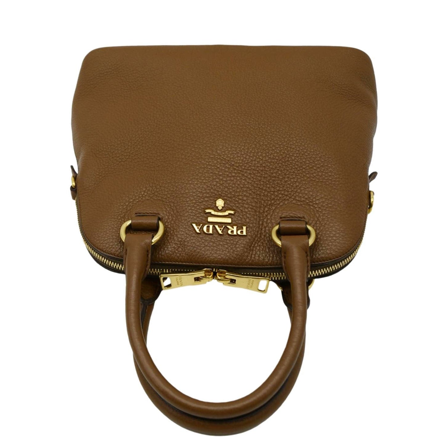 Prada Daino Tote Bag Leather Vitello Brown