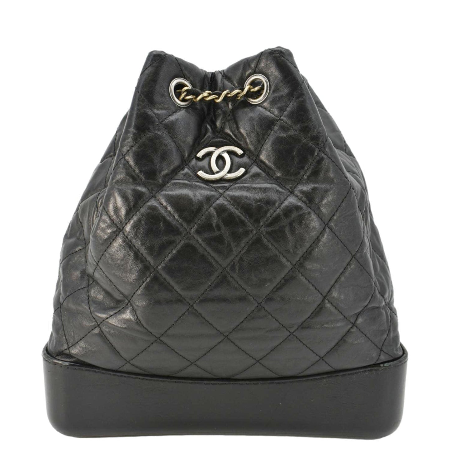Chanel Gabrielle Quilted Aged Backpack Leather Calfskin Black Travel Bag