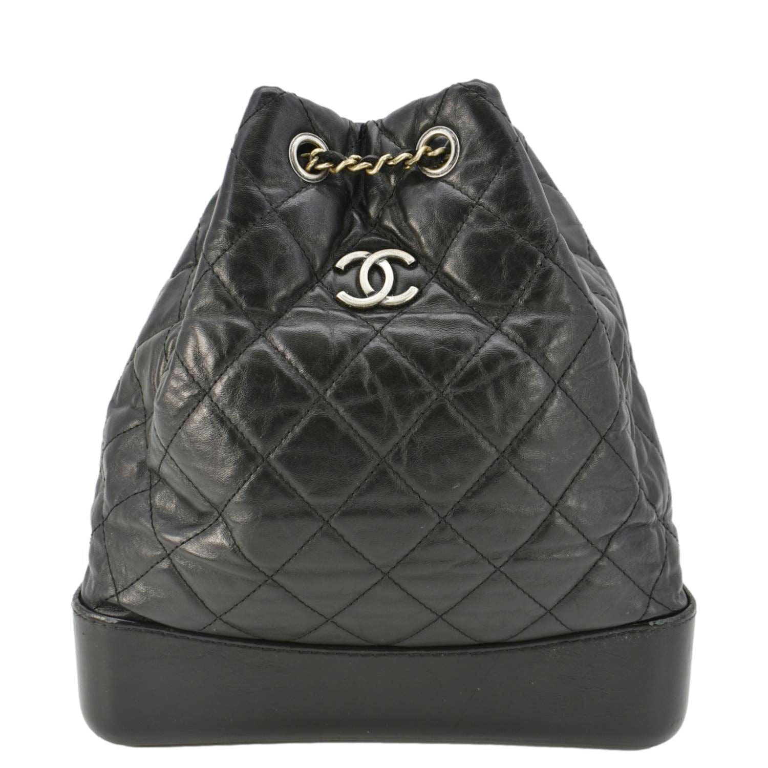 Chanel Gabrielle Quilted Aged Backpack Leather Calfskin Black Travel Bag