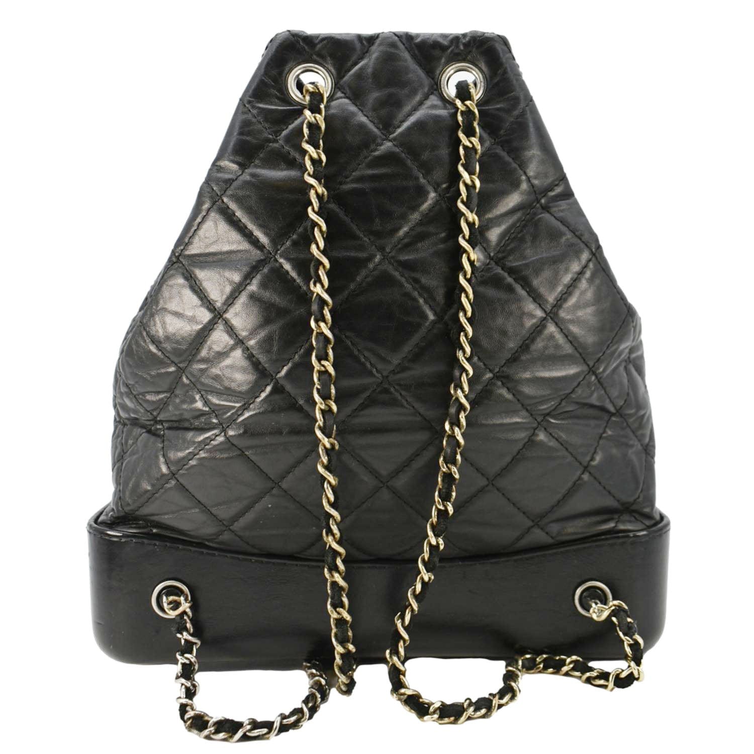 Chanel Gabrielle Quilted Aged Backpack Leather Calfskin Black Travel Bag