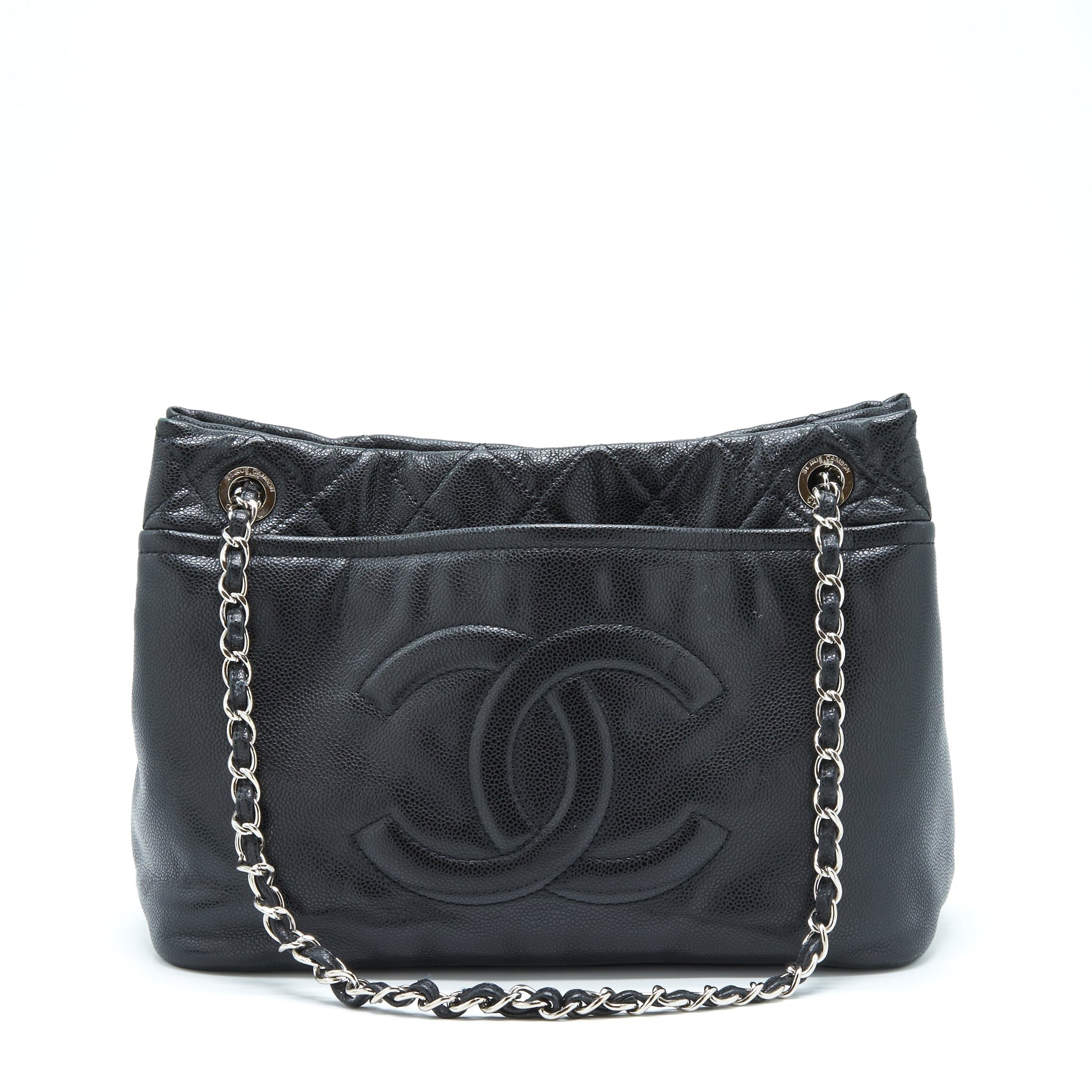 Chanel Timeless Soft Shopper Caviar SHW Black Tote Bag