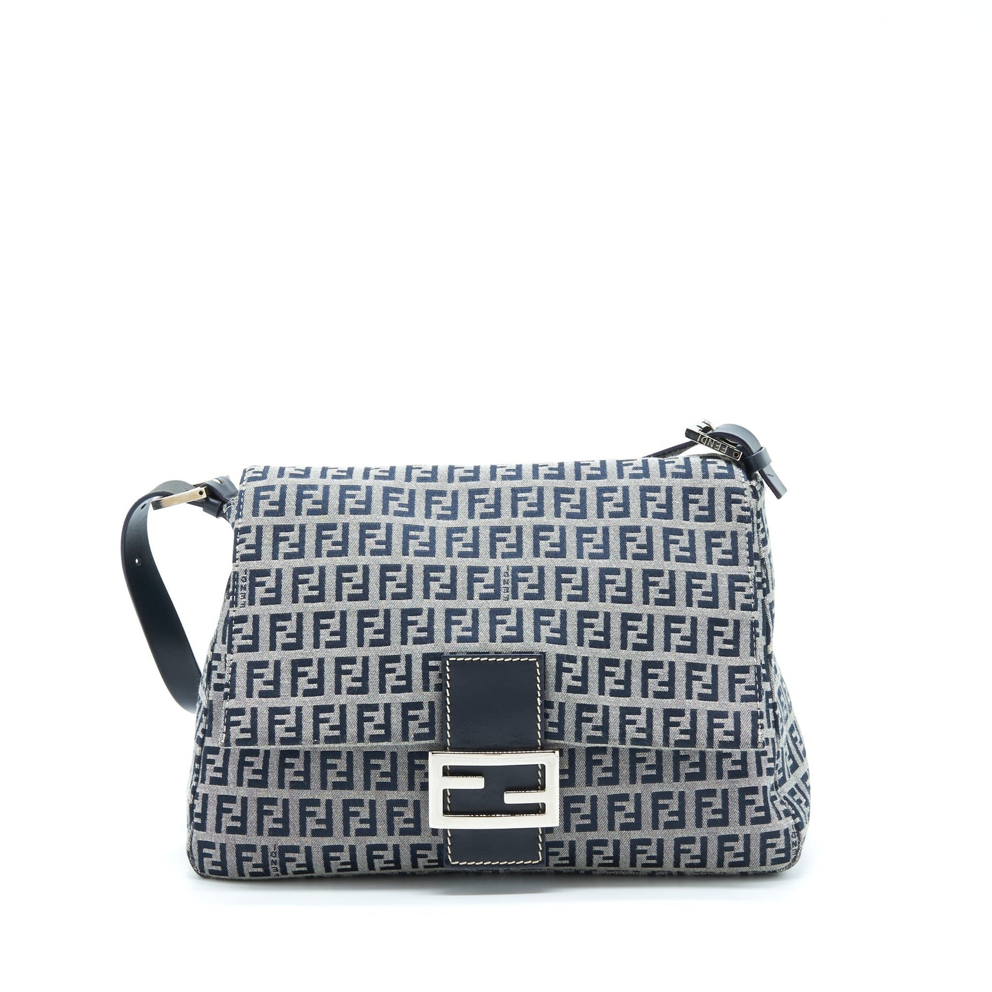 Fendi Baguette Should Purse Fabric Grey Black Gray Shoulder Bag