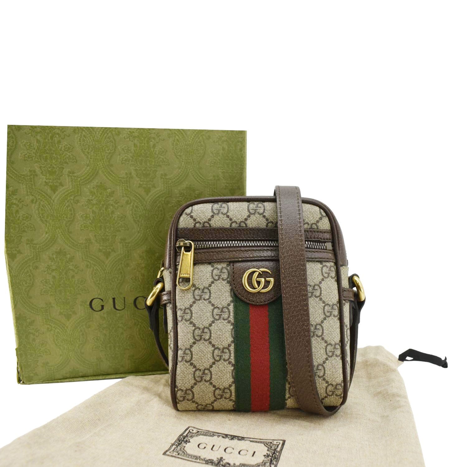 Gucci Ophidia Messenger Bag Canvas Brown Crossbody Bag