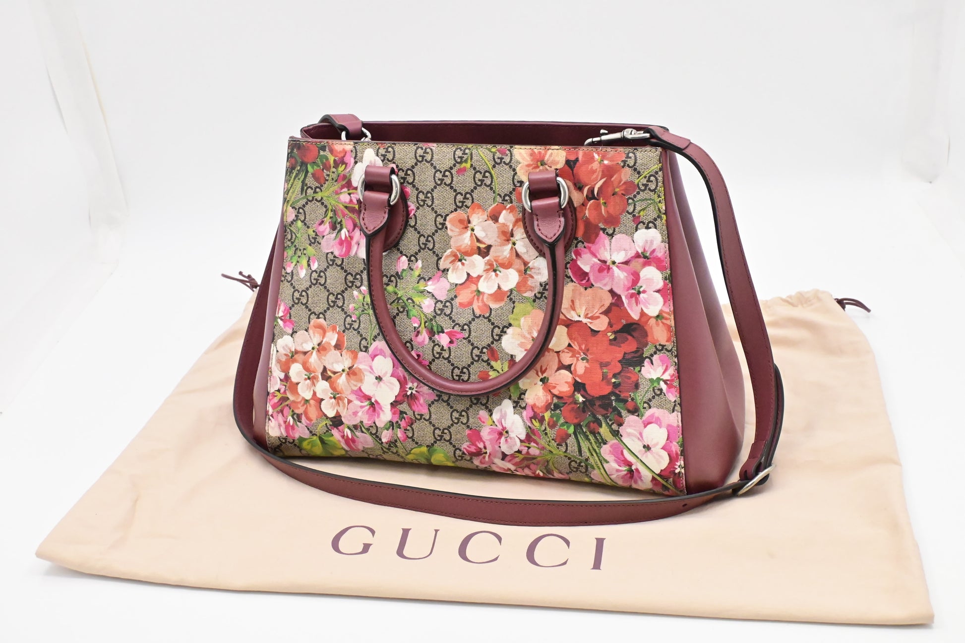 Gucci 2-Way Blooms GG Canvas Pink Travel Bag Gg Canvas