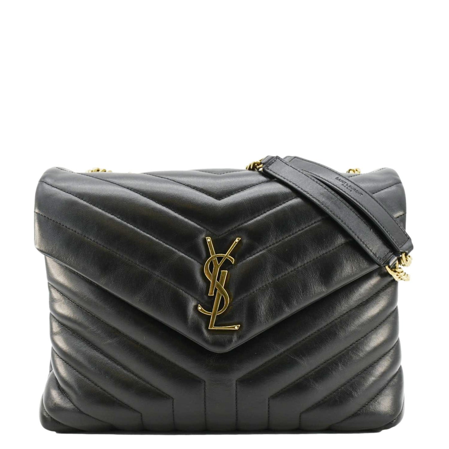 YSL Saint Laurent Yves Loulou Crossbody Bag Leather Quilted Black Laurent Medium Loulou
