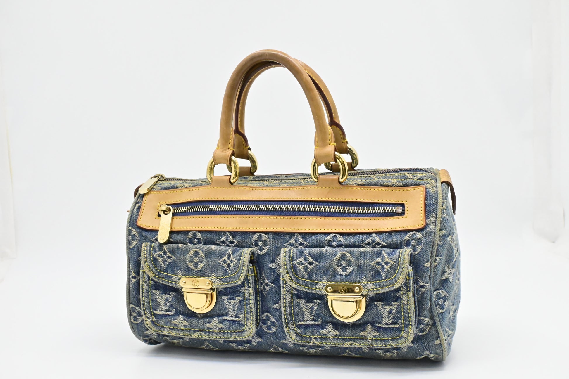 Louis Vuitton Neo Speedy Denim Monogram Handbag Denim 3
