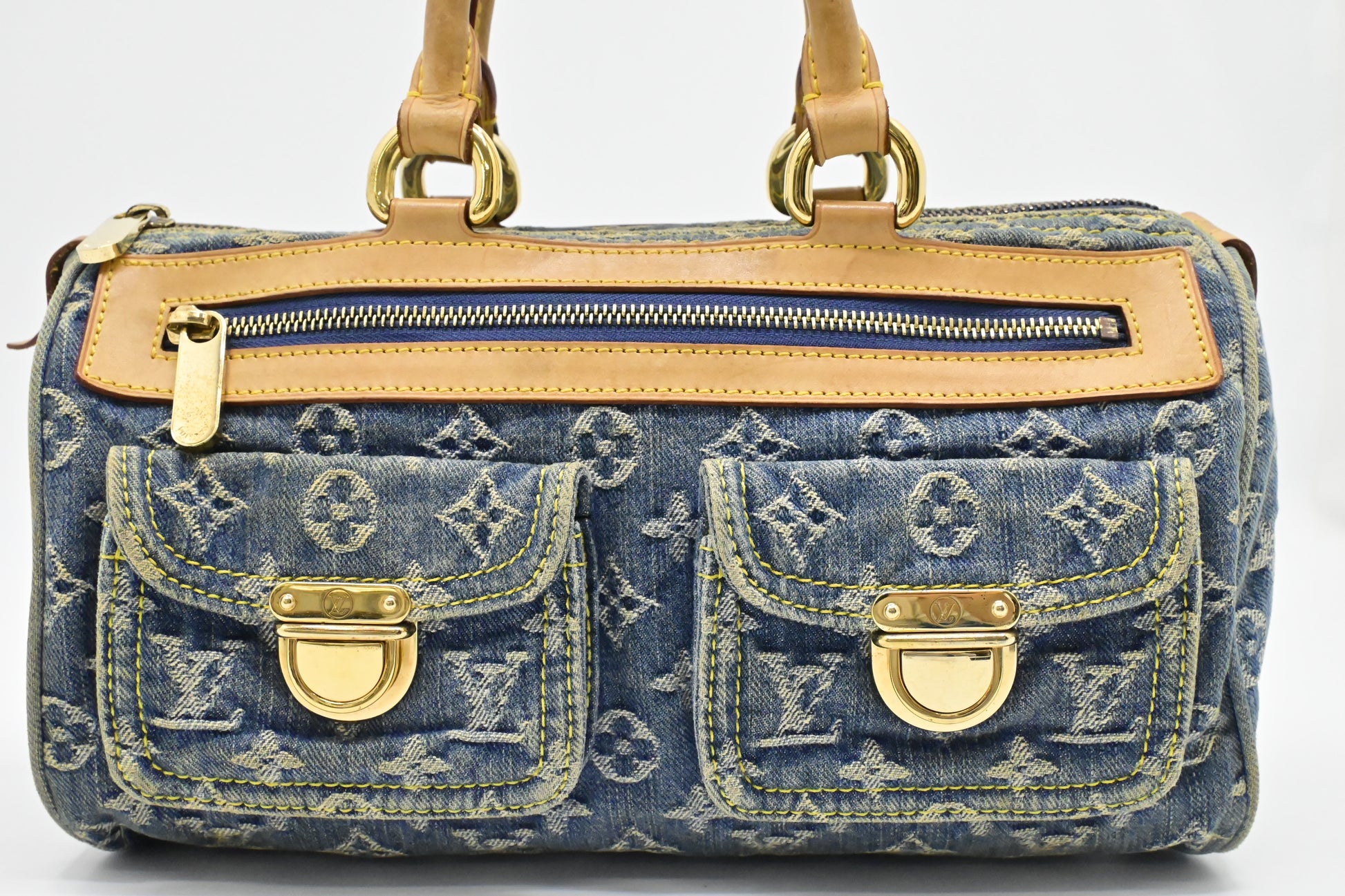 Louis Vuitton Neo Speedy Denim Monogram Handbag Denim 3