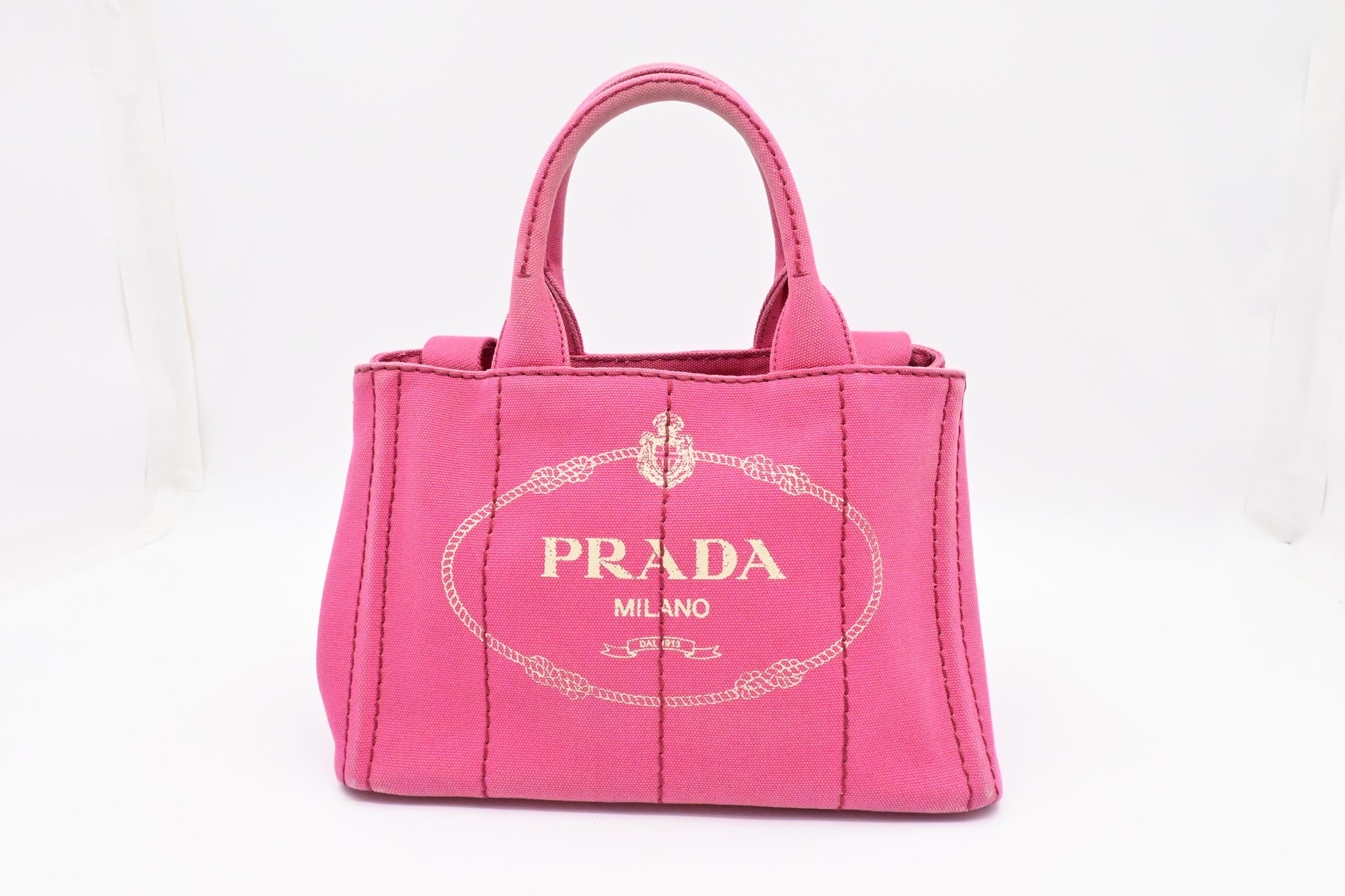 Prada Canapa Tote Pm In Handbag Canvas Pink Tote Bag
