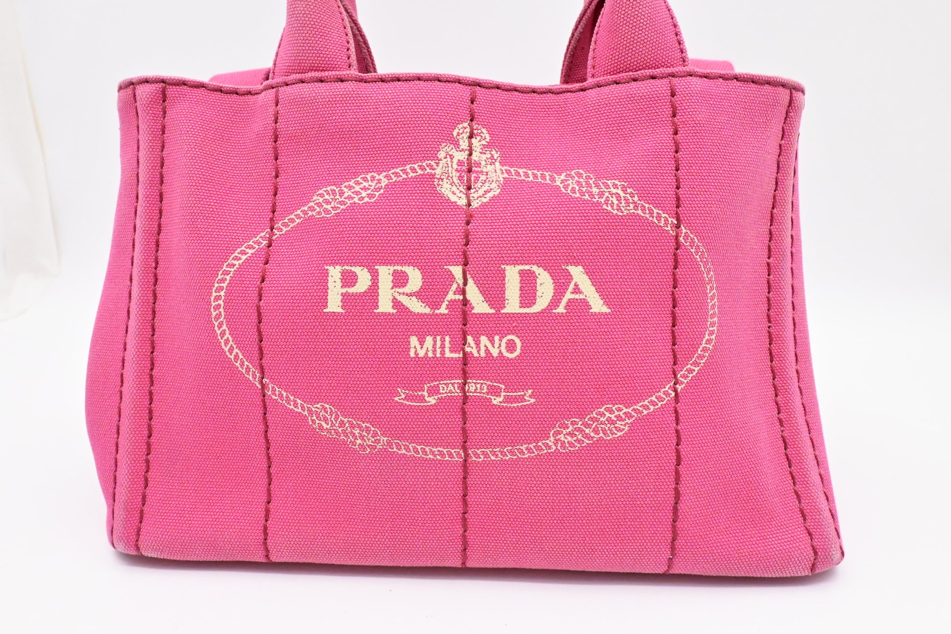 Prada Canapa Tote Pm In Handbag Canvas Pink Tote Bag