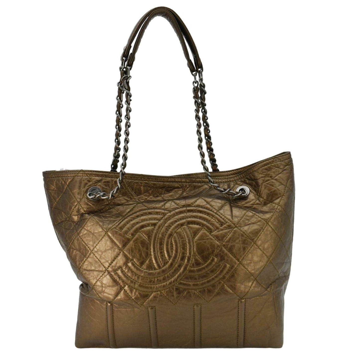 Chanel Shopping Moscow Quilted Bronze Leather Calfskin Travel Bag