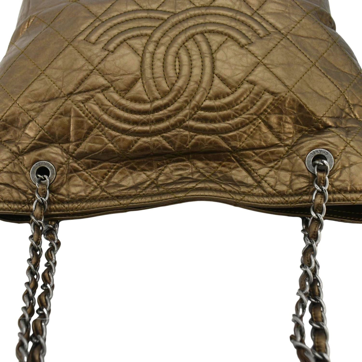 Chanel Shopping Moscow Quilted Bronze Leather Calfskin Travel Bag