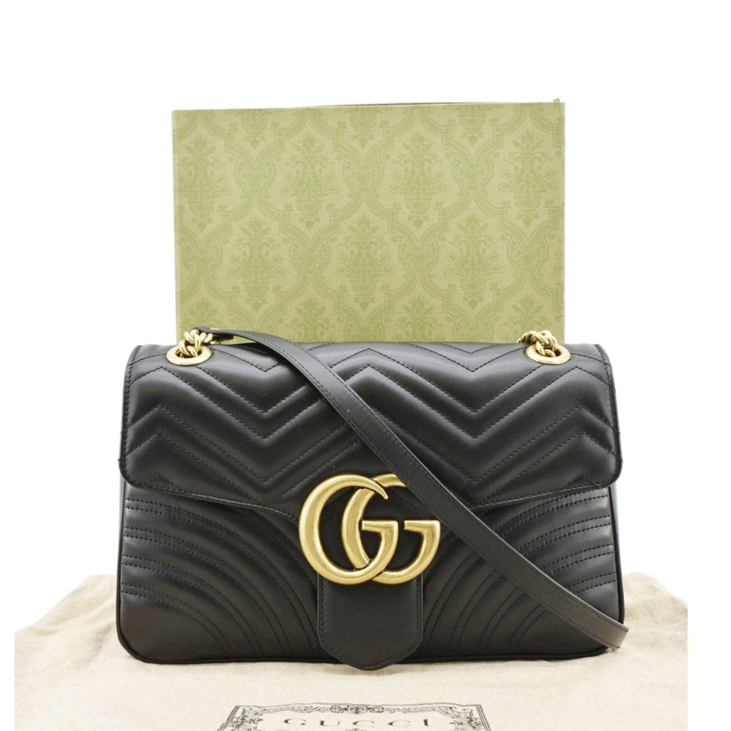 Gucci Marmont Shoulder Bag Matelasse Black Medium 443499
