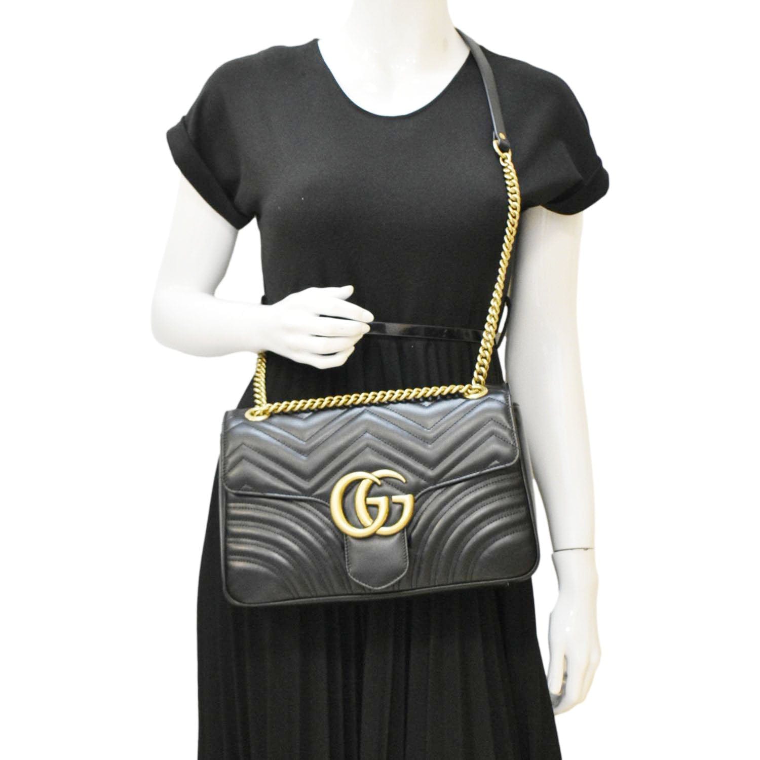 Gucci Marmont Shoulder Bag Matelasse Black Medium 443499