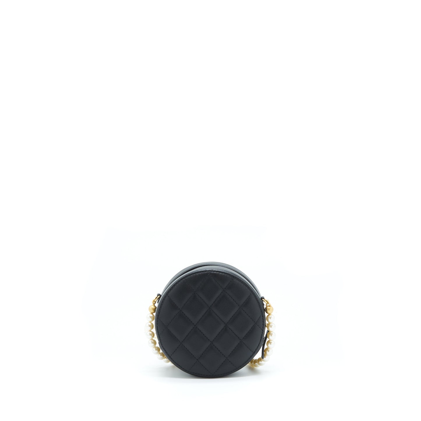 Chanel Pearl Round Calfskin GHW Black Clutch Bag