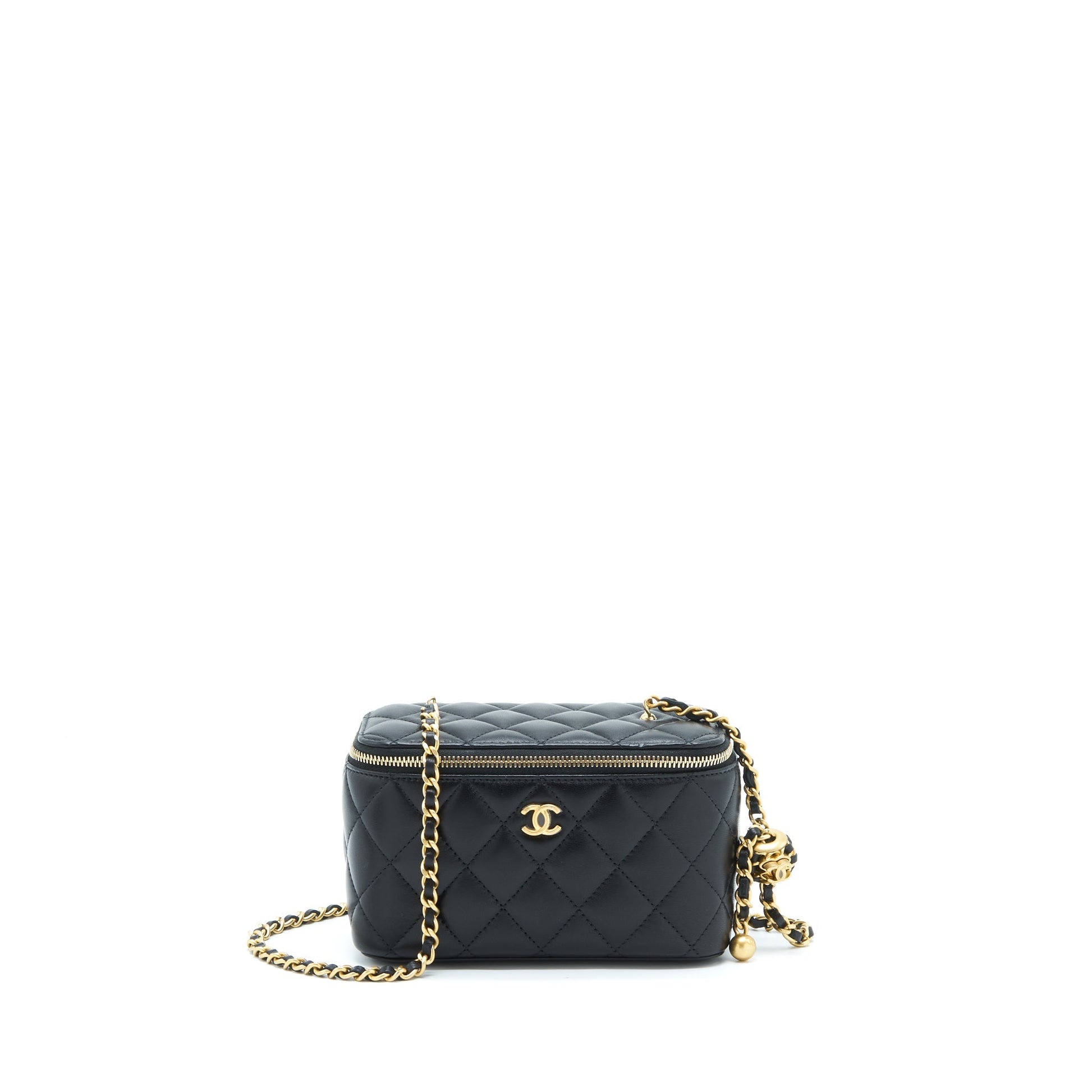 Chanel 22S Pearl Crush Long Vanity Lambskin Black Handbag Ghw 2