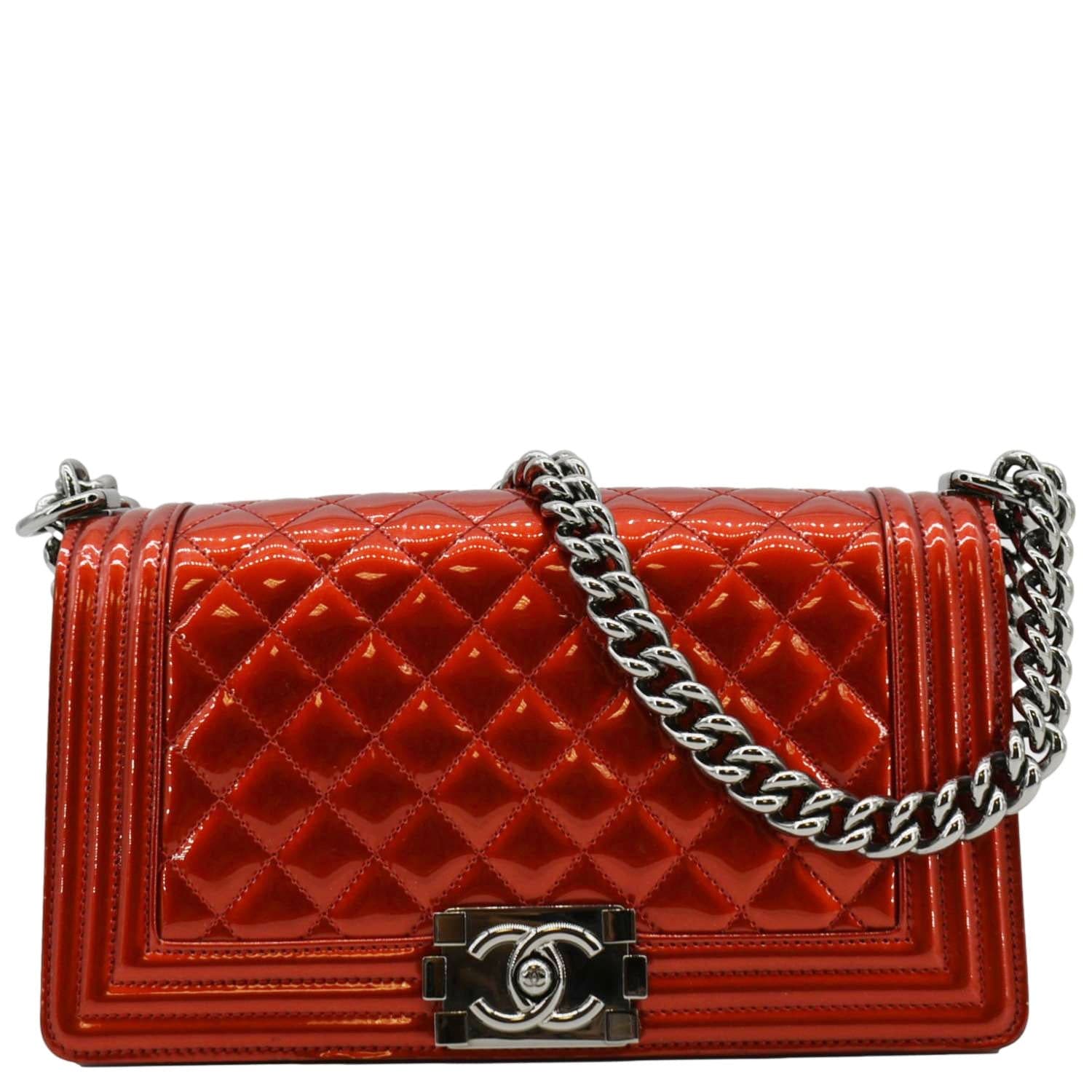 Chanel Boy Flap Leather Red Travel Bag