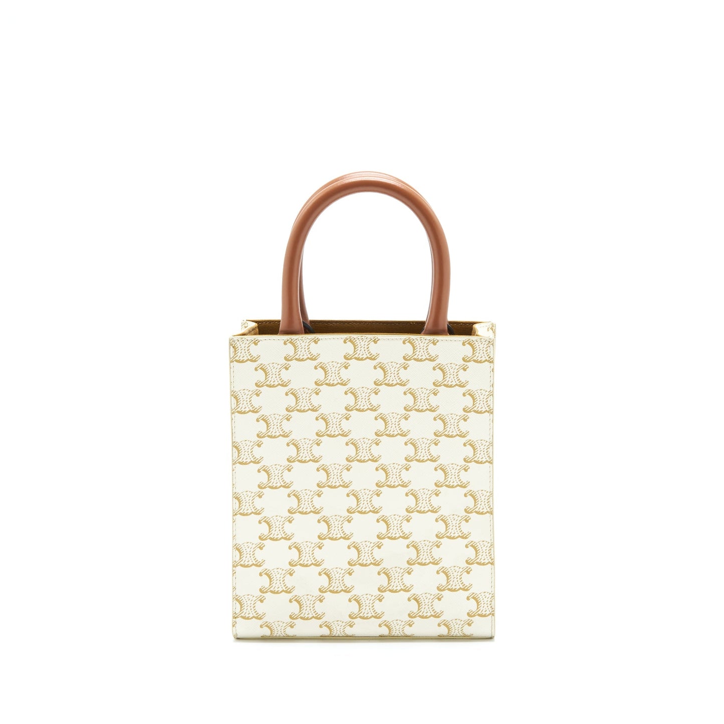 Celine Vertical Tote Cabas In Triomphe Calfskin Handbag Canvas White Tote Bag