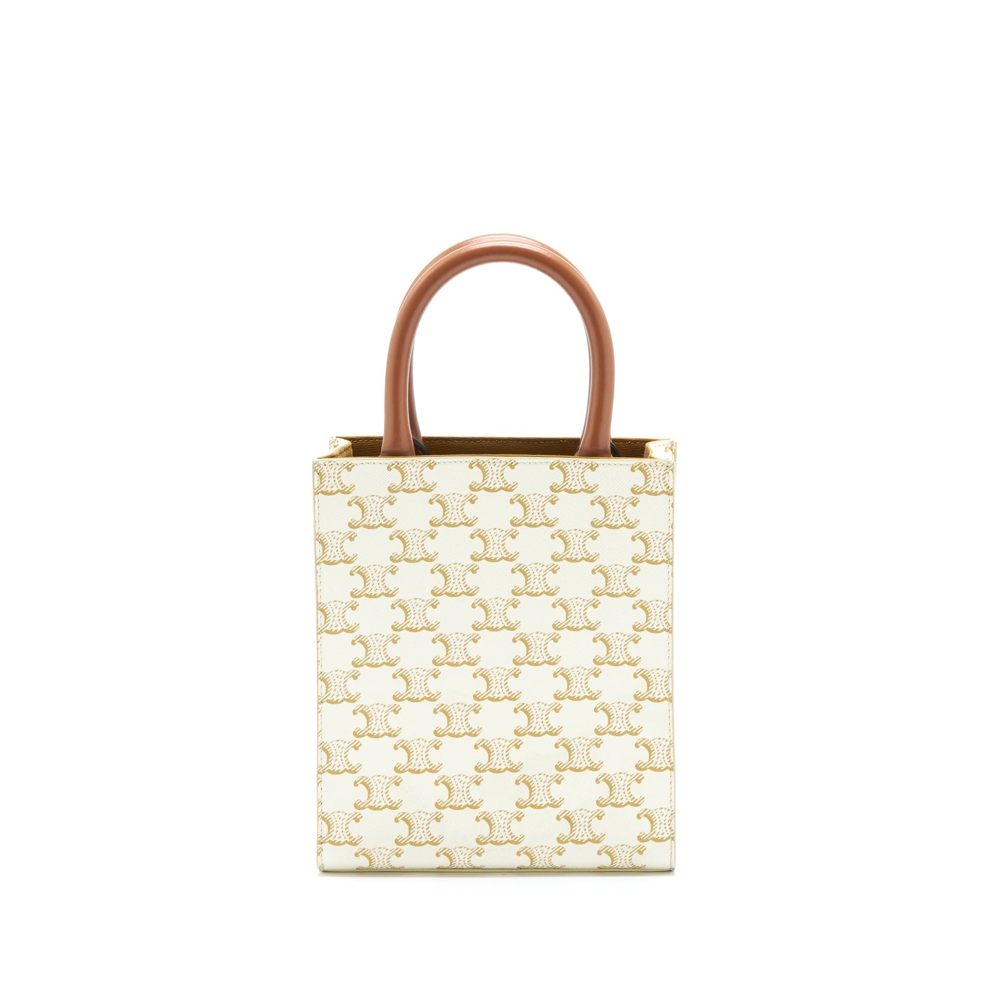 Celine Vertical Tote Cabas In Triomphe Calfskin Handbag Canvas White Tote Bag