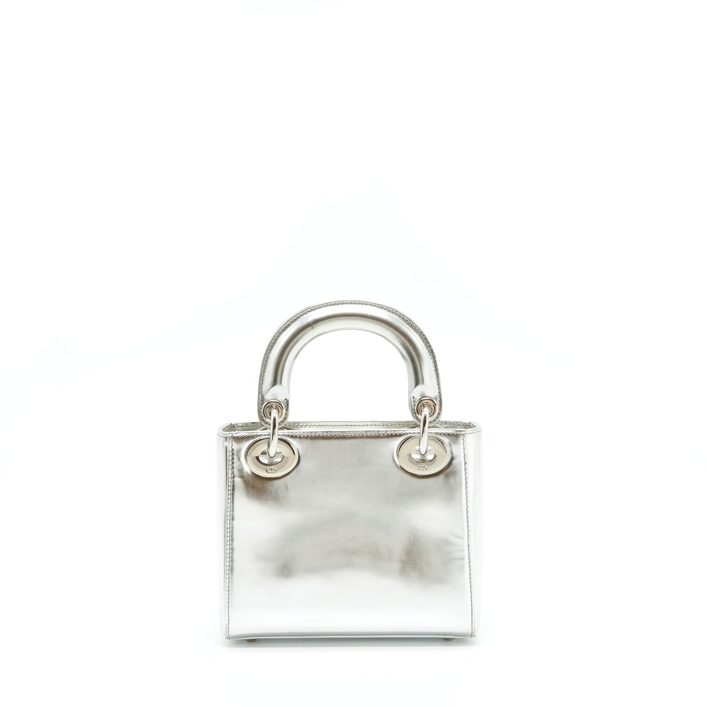 Dior Lady Metallic Handbag Silver Mini Travel Bag