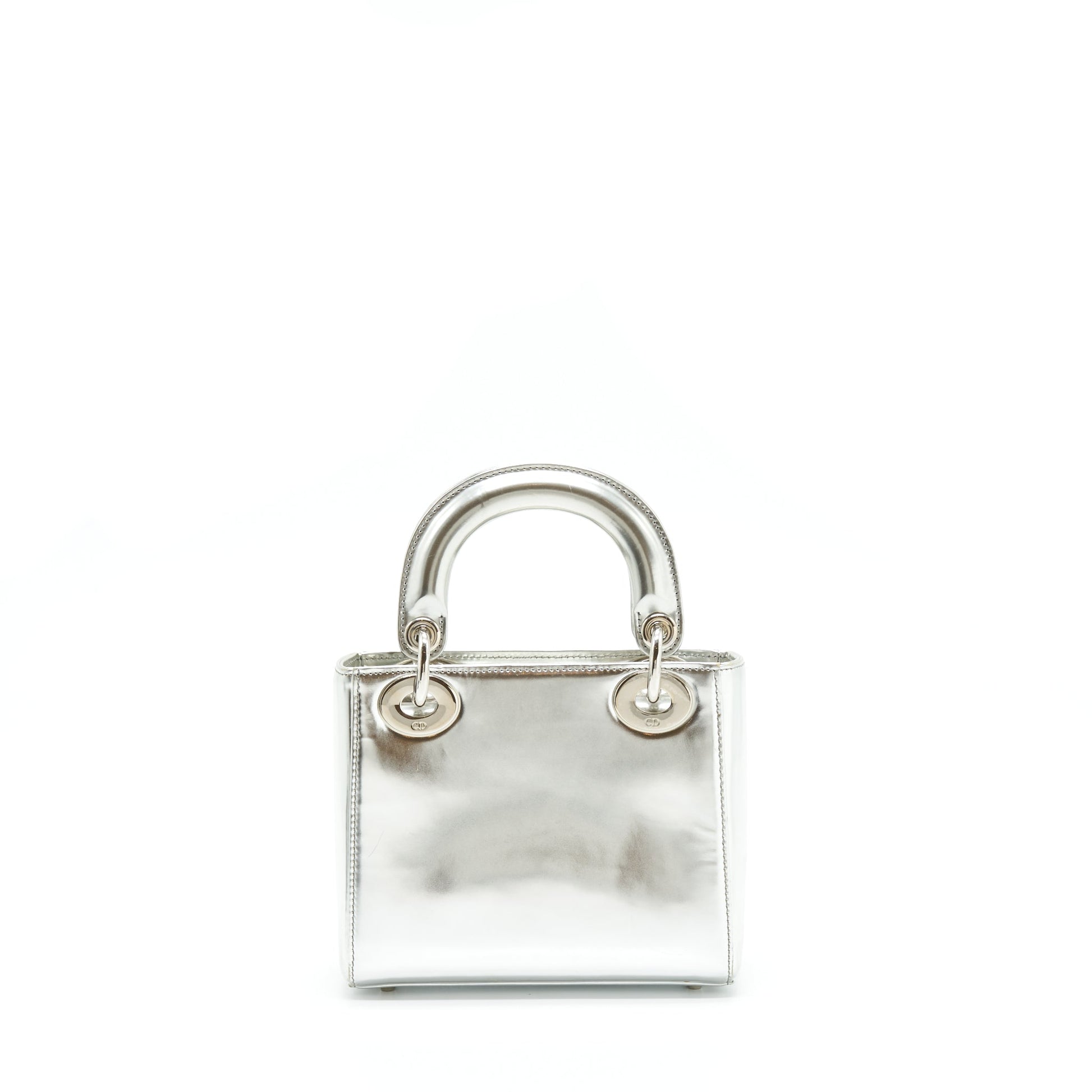 Dior Lady Metallic Handbag Silver Mini Travel Bag