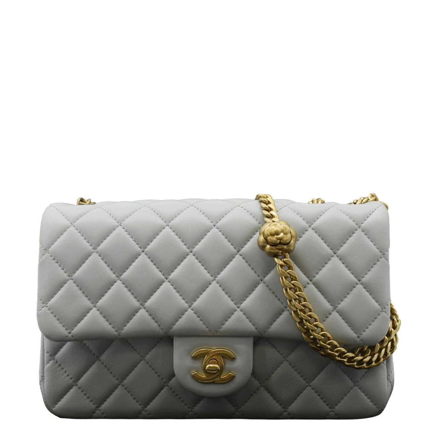 Chanel Sweet Camellia Flap Adjustable WOC Leather Blue Travel Bag