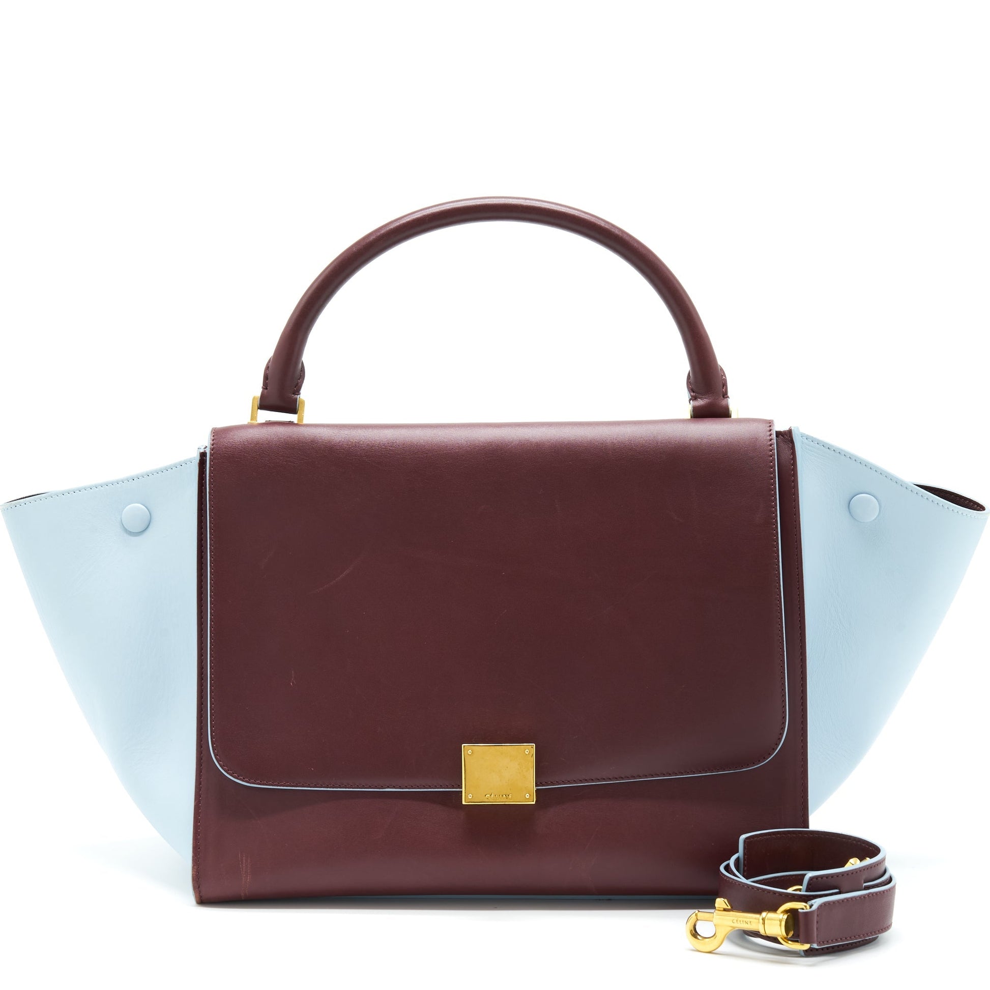 Celine Trapeze Purse Burgundy Light Handbag Blue Travel Bag